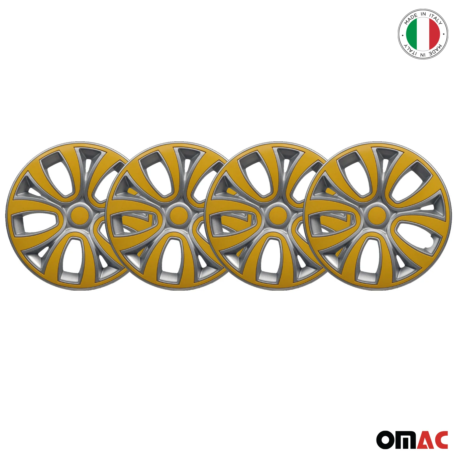 ColorFlex Hub Caps Wheel Cover 14" Gray & Yellow Full Set 4 pcs. - Image 6