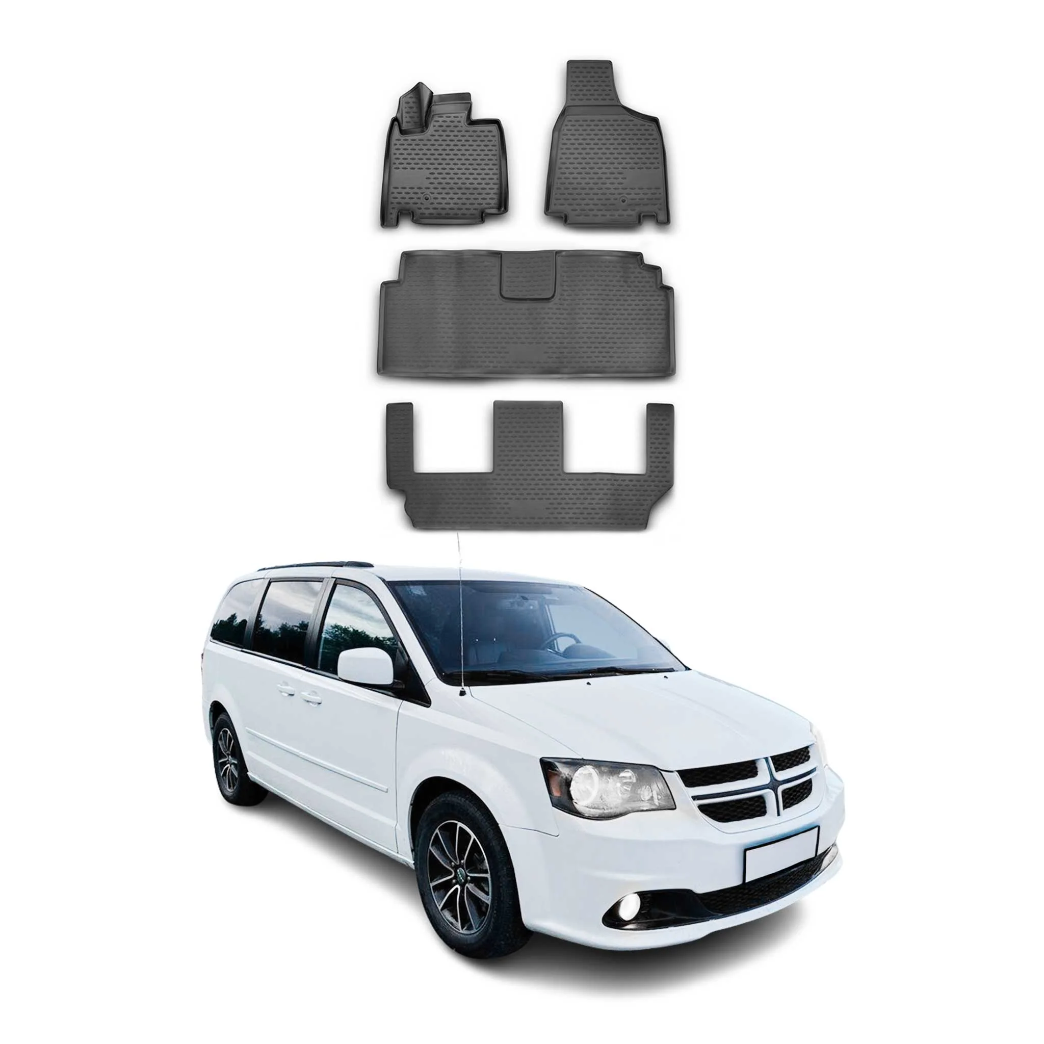 2008-2020 Dodge Grand Caravan Floor Mats Liners Full Set All Weather Black