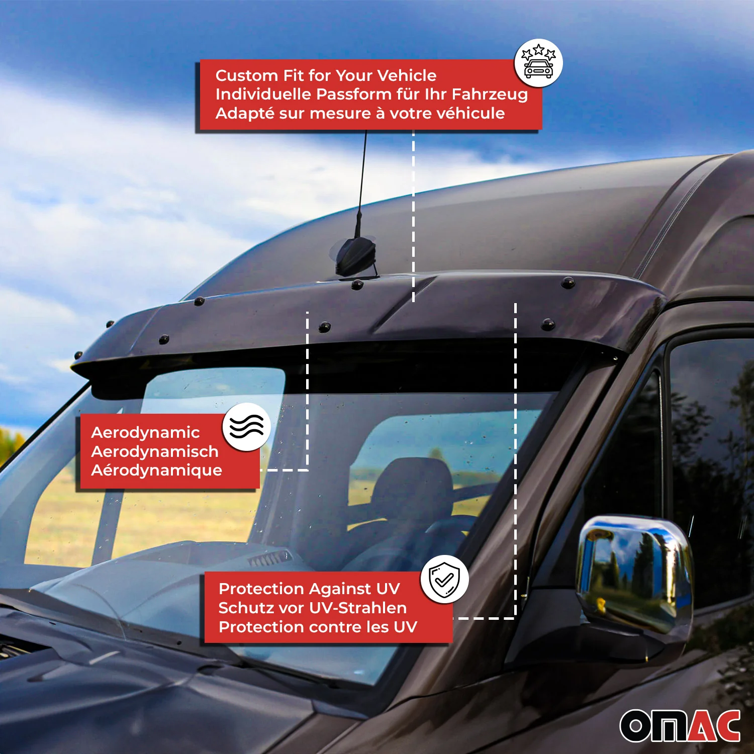 2015-2022 RAM ProMaster City Front Windshield Sun Visor 1 Pc Smoke - Image 3