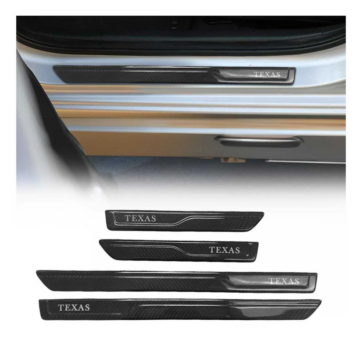 Lexus Door Sill Scuff Plate Scratch Protector Carbon Fiber Black 4 Pcs