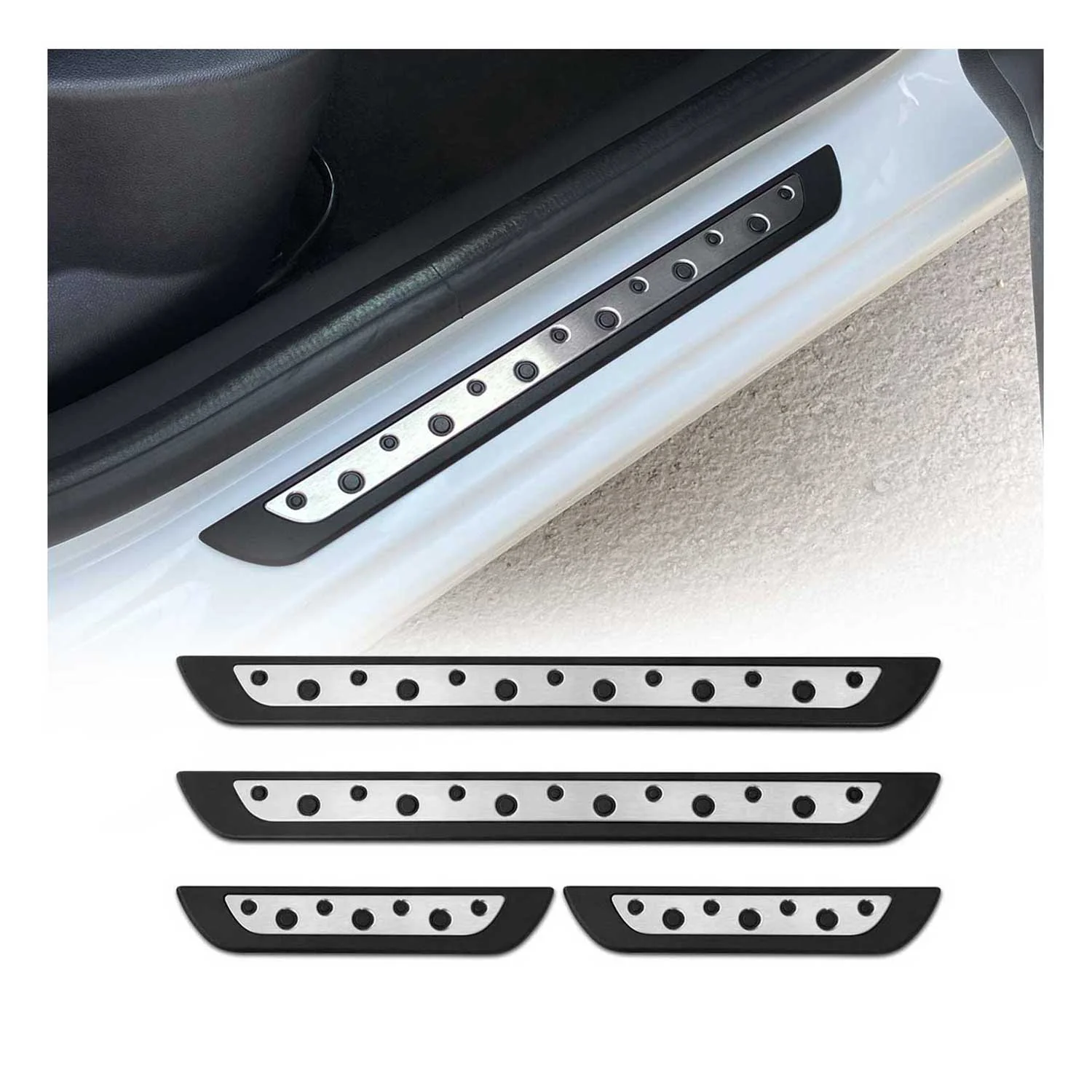 Ford F Super Duty Door Sill Scuff Plate Scratch Protector Stainless Steel Silver 4 Pcs