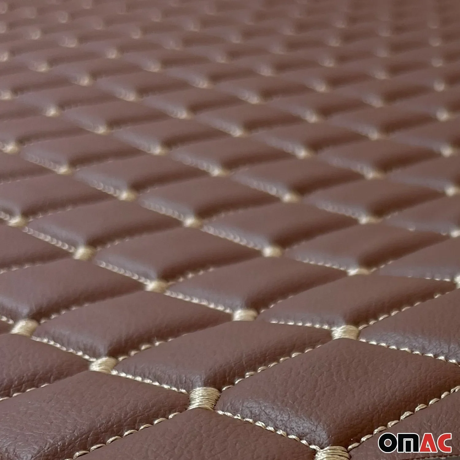 Embossed Brown Faux Leather Lining Cream Stitch Car Upholstery 1 Yardx1.5 Yards - Image 7