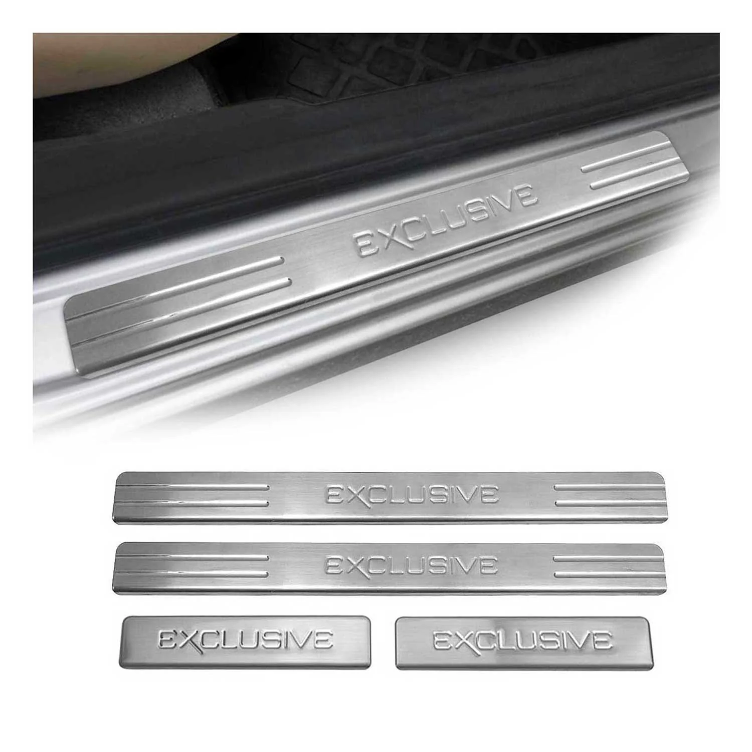 2001-2007 Ford Escape Door Sill Scuff Plate Scratch Protector Exclusive Stainless Steel Silver 4Pcs