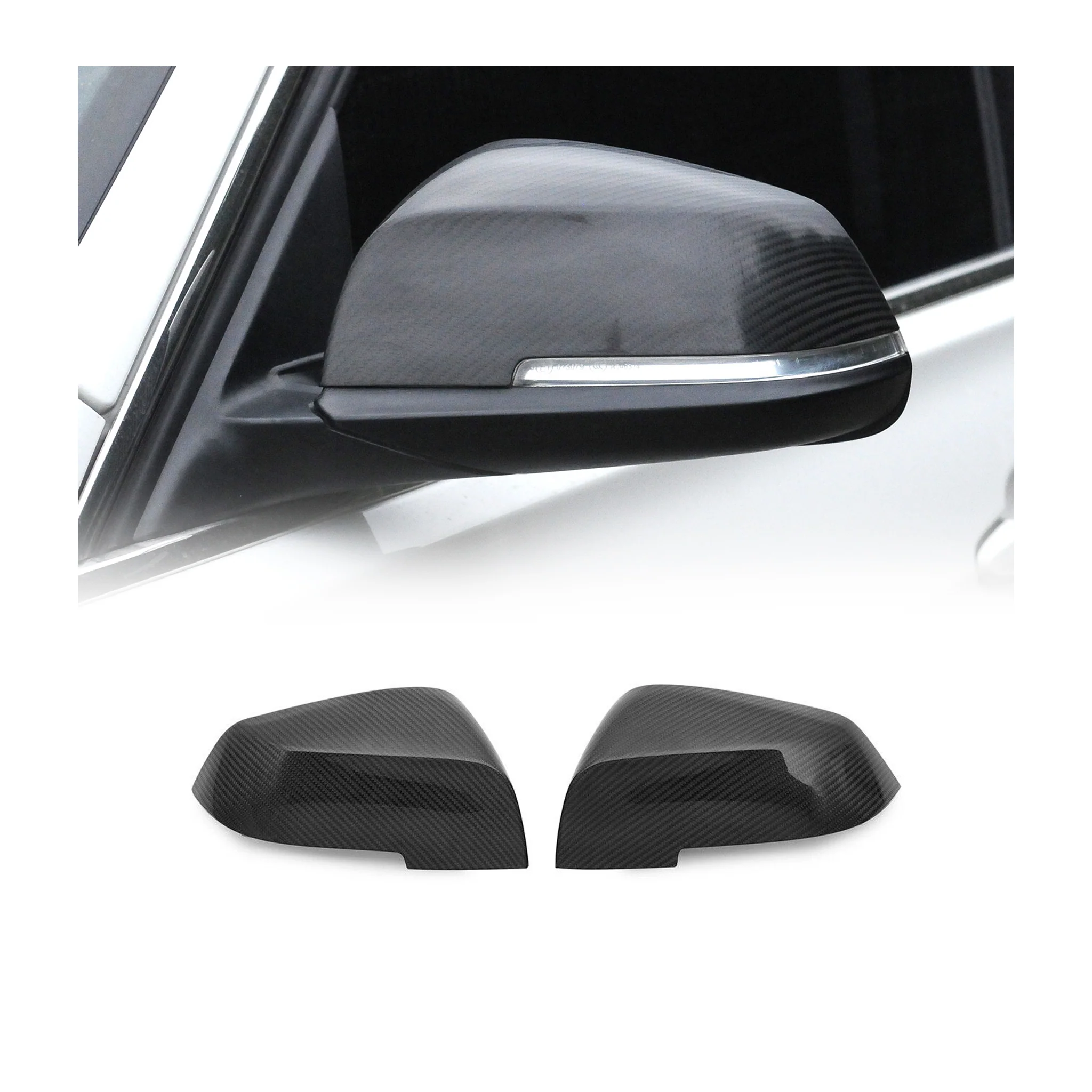 2014-2020 BMW 4 Series F32 F33 F36 Side Mirror Cover Caps Carbon Fiber Black 2Pcs