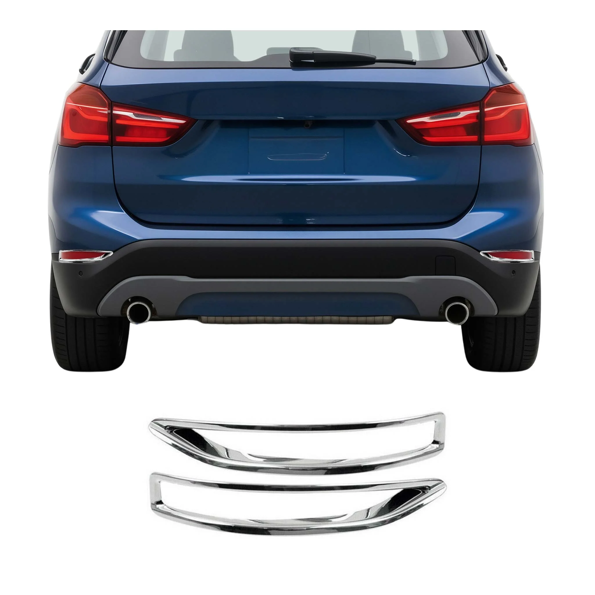 2016-2022 BMW X1 F48 xLine Rear Fog Light Lamp Frame Trim ABS Chrome 2 Pcs