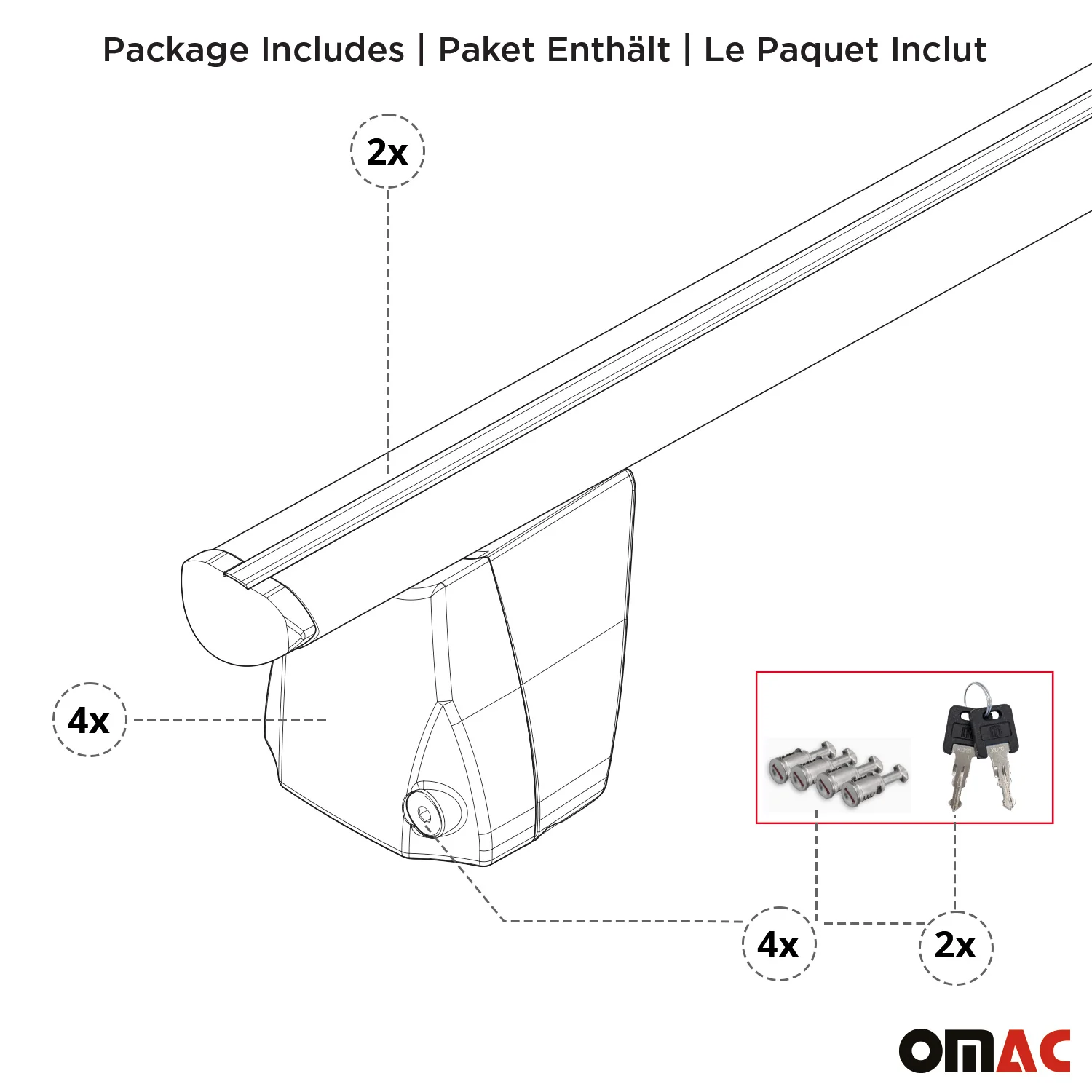 2017-2022 Ford F-250 Crew Cab Roof Rack Cross Bars Black - Image 9