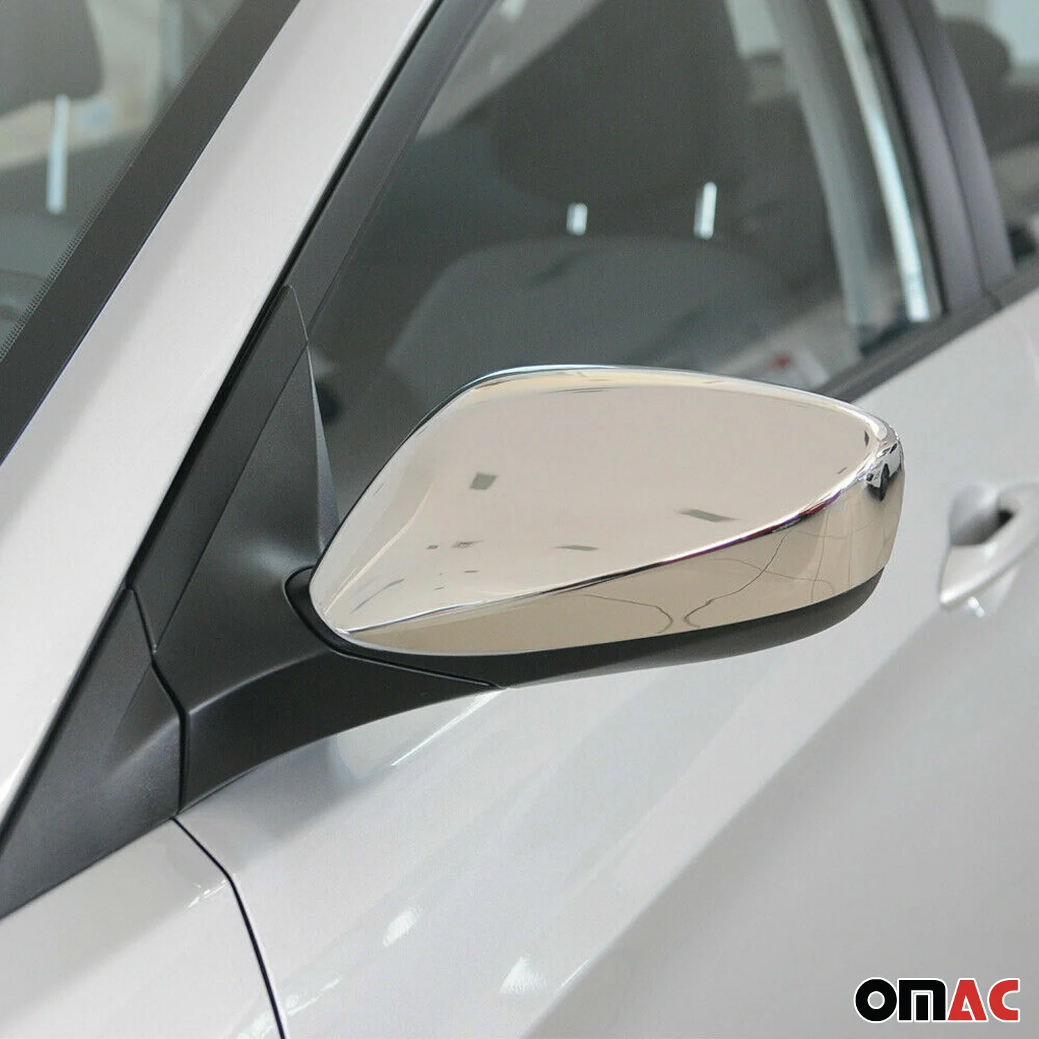 2011-2015 Hyundai Elantra Side Mirror Cover Caps Stainless Steel Silver 2 Pcs - Image 2