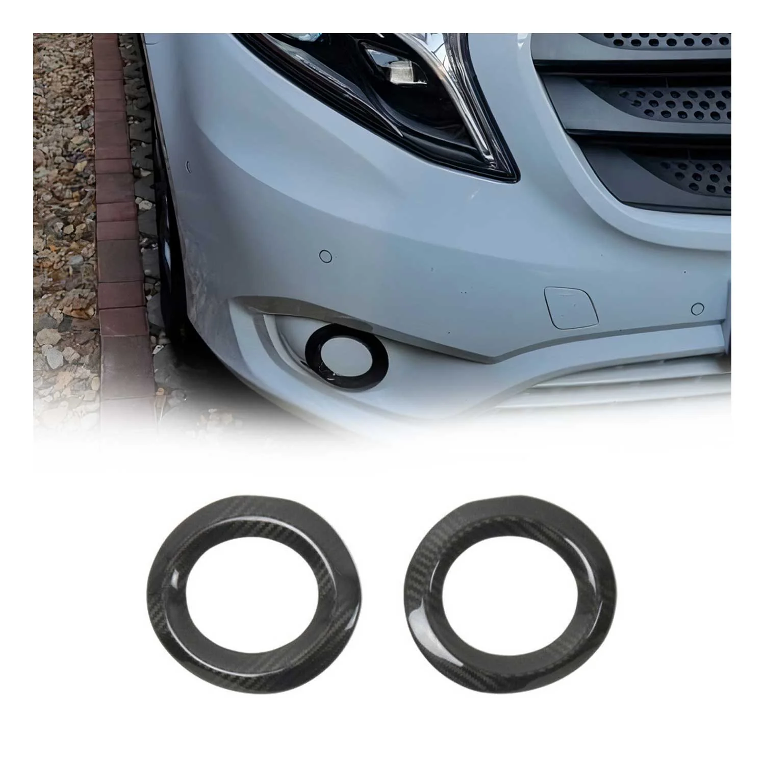 2016-2024 Mercedes Metris Fog Light Lamp Bezel Cover Carbon Fiber Black 2Pcs
