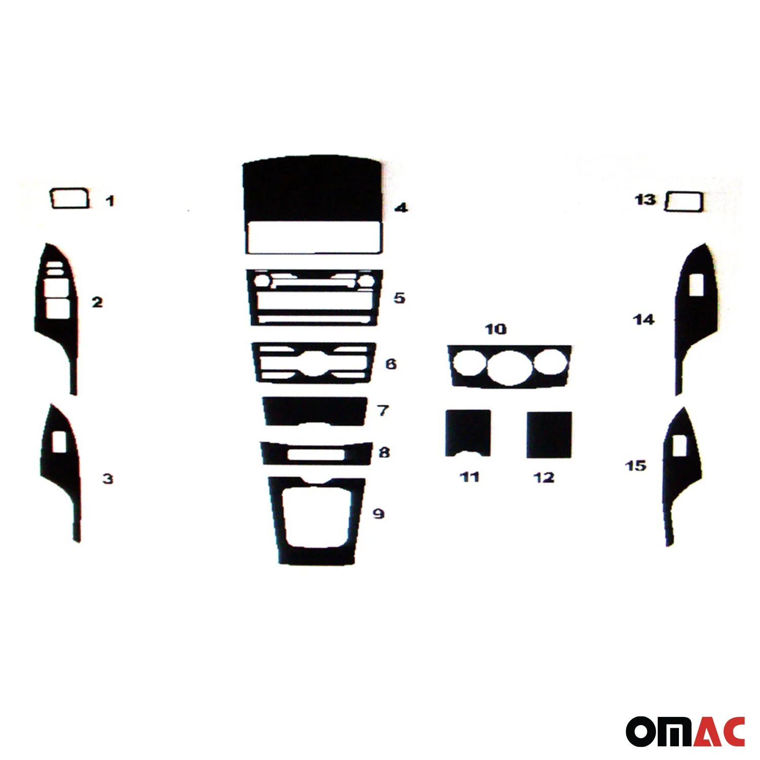 2009-2013 Toyota Corolla Sedan Carbon Look Dashboard Console Trim Kit 15 Pcs - Image 2