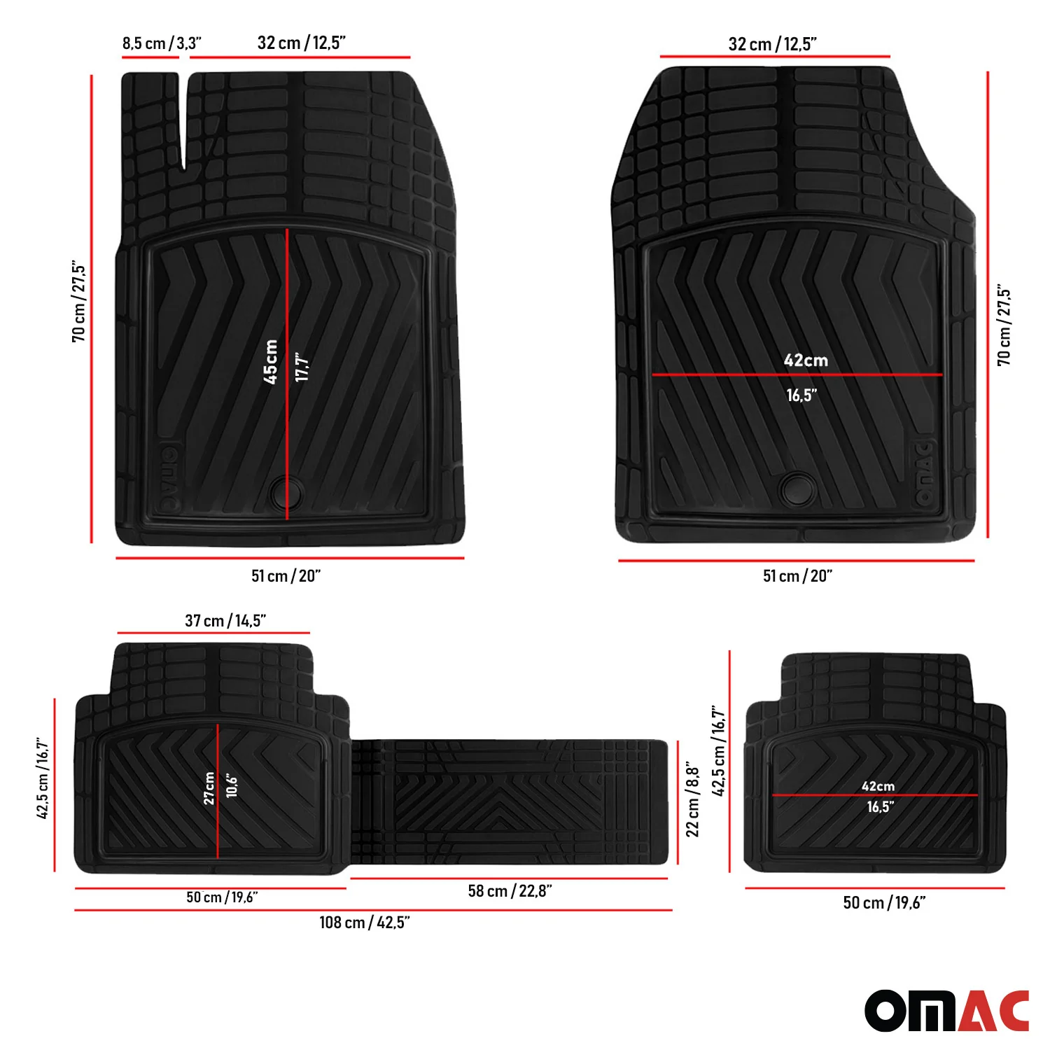 Toyota Yaris Universal Floor Mats Liner All Weather 3D Black Waterproof 4Pcs - Image 7