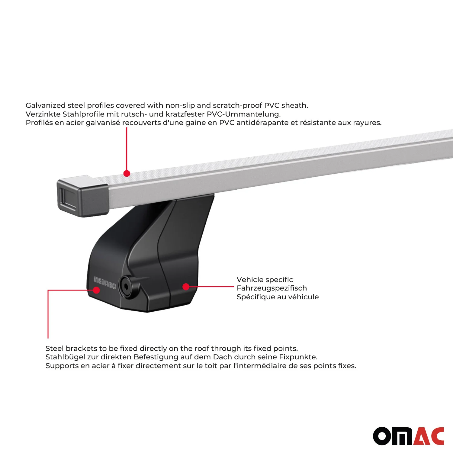 2015-2021 Mercedes C Class W205 Sedan Roof Rack Cross Bars Silver - Image 5
