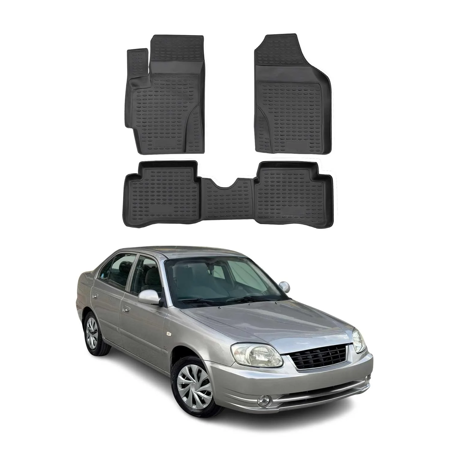 2006-2011 Hyundai Accent Floor Mats Liners Full Set All Weather Black