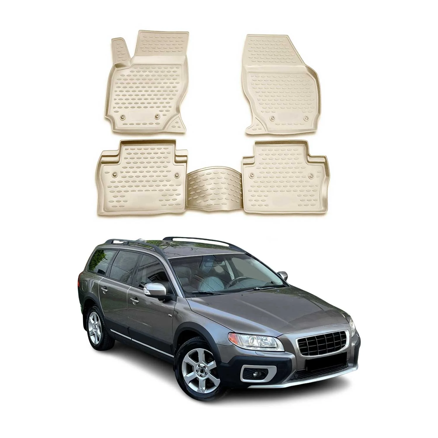 2007-2016 Volvo S80 Floor Mats Liners Full Set All Weather Beige