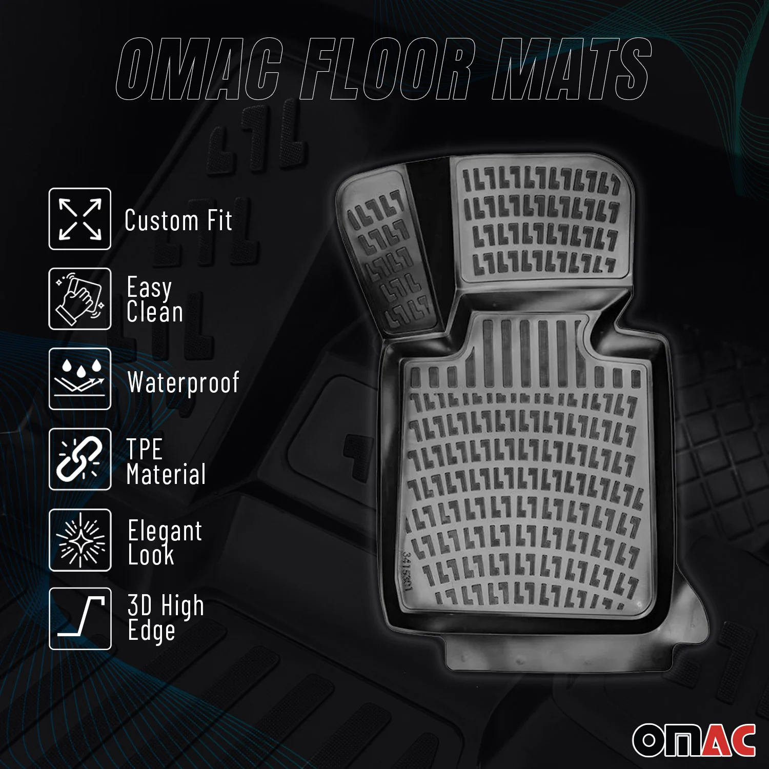 2018-2023 Hyundai Kona Floor Mats Liners Full Set All Weather Black - Image 2