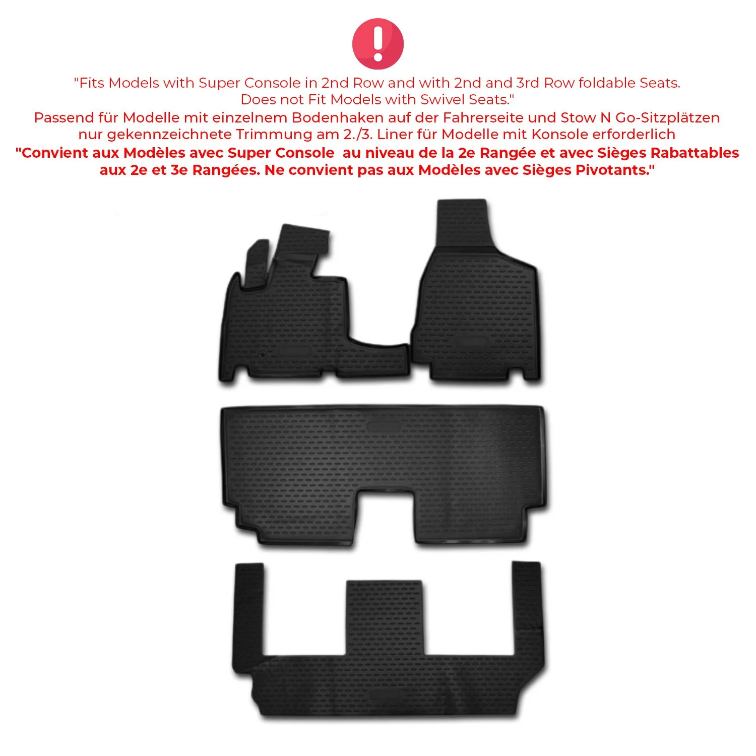 2008-2020 Dodge Grand Caravan Floor Mats Liners Full Set All Weather Black - Image 2