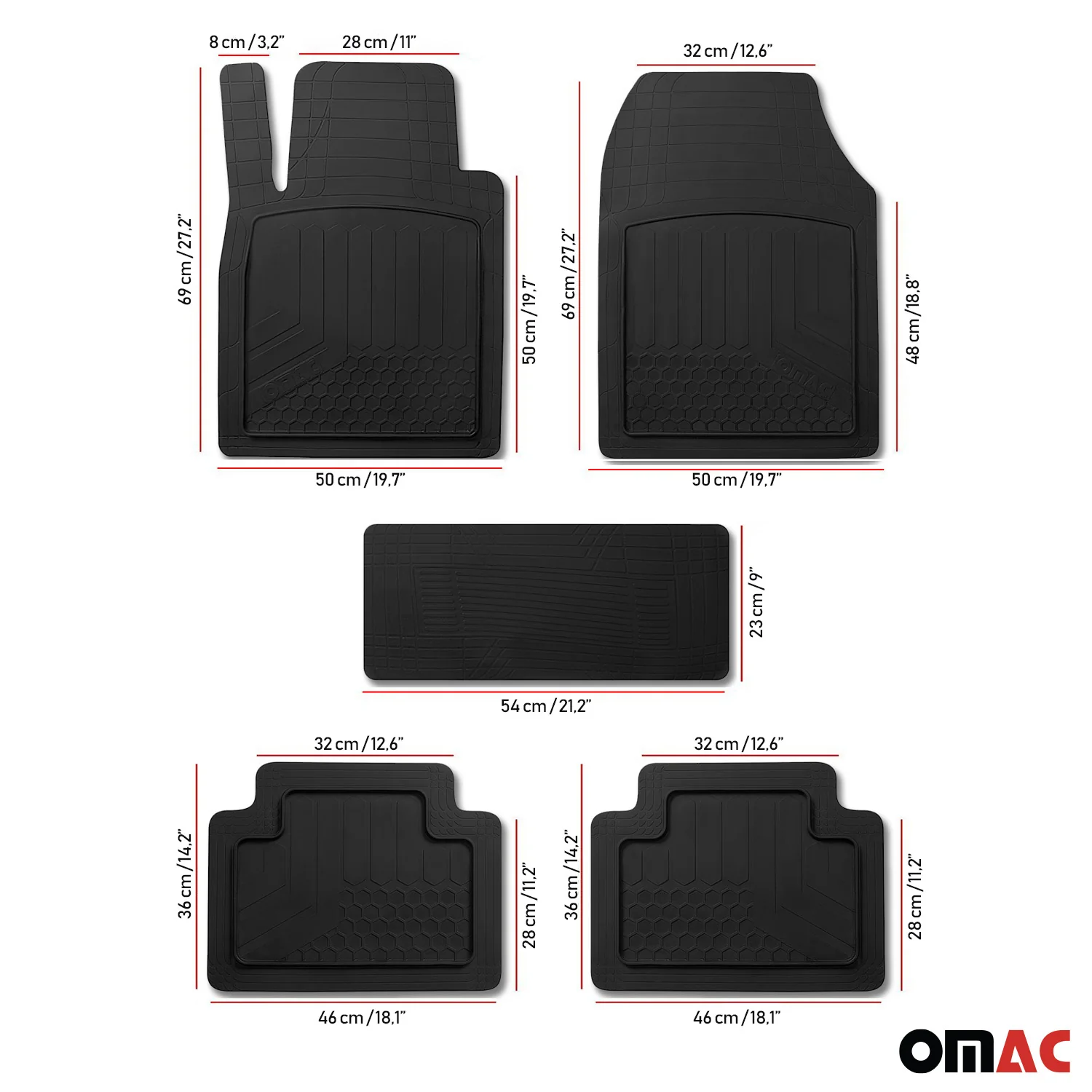 2022-2026 Hyundai Santa Cruz Universal Floor Mats Liner All Weather 3D Black Waterproof 5 Pcs - Image 7