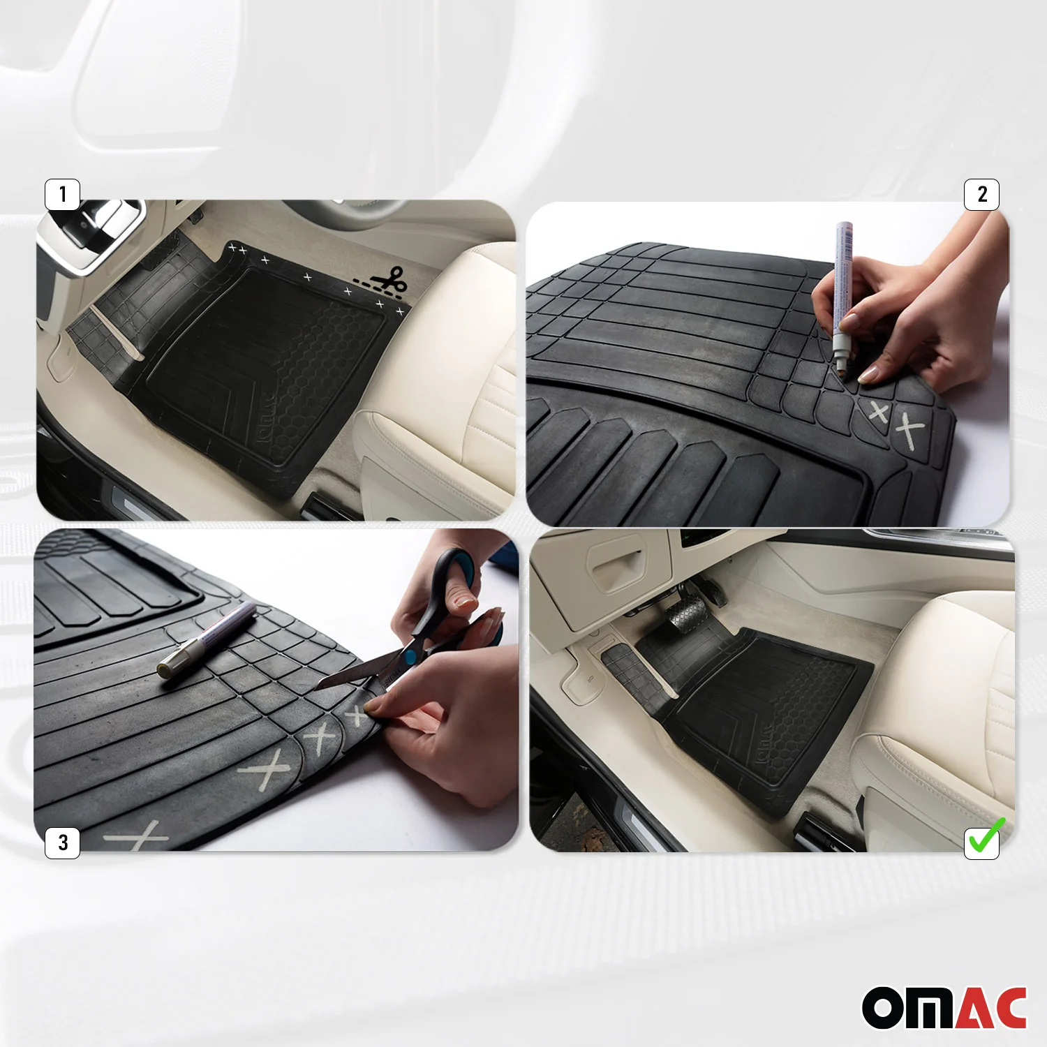 2022-2026 Jeep Wagoneer Floor Mats Liner 3-Row Car Universal Black 8 Pcs - Image 3