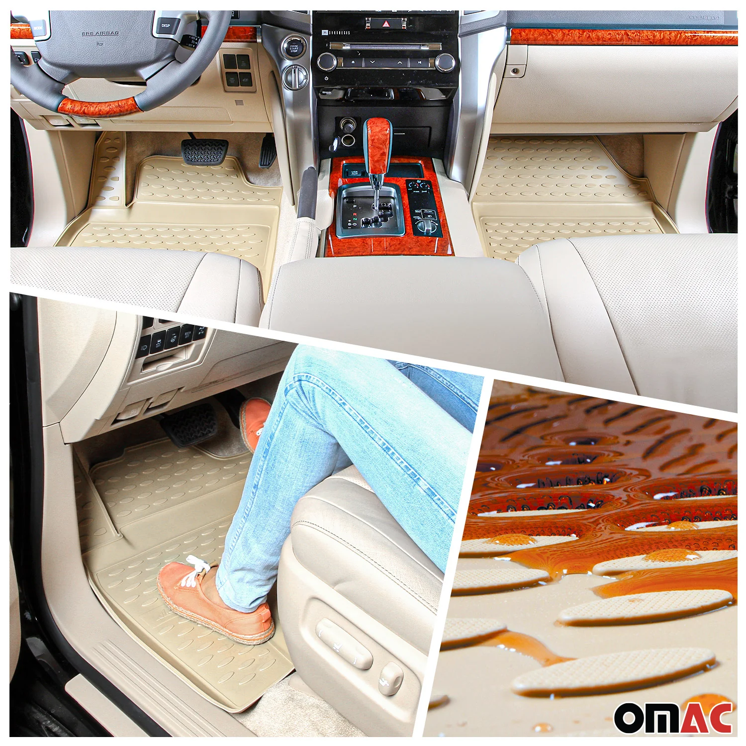 2010-2014 Mercedes C Class W204 Sedan Floor Mats & Cargo Liner Full Set All Weather Beige - Image 2