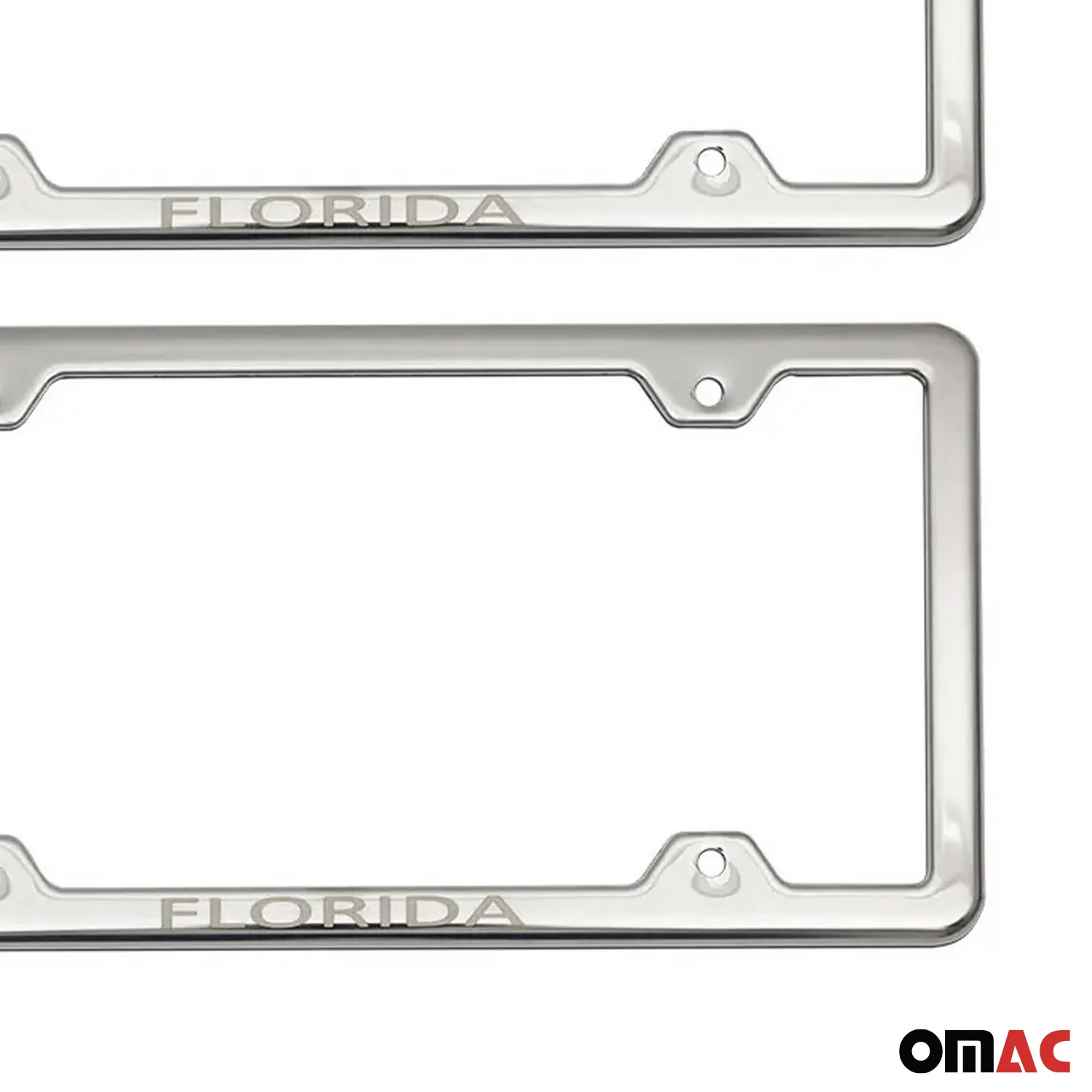 FLORIDA Print License Plate Frame Tag Holder Chrome S. Steel Set 2 Pcs. - Image 6