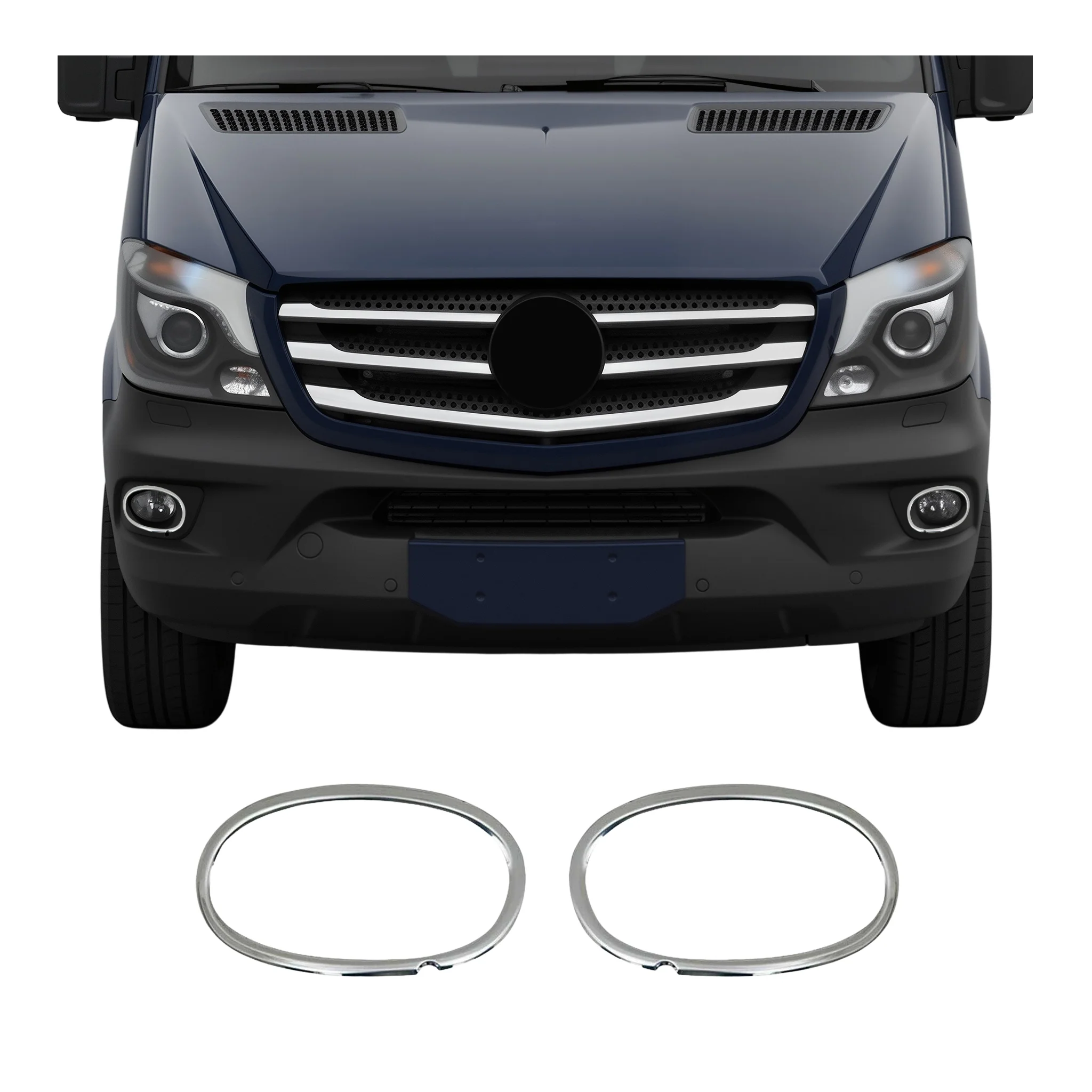 Fog Light Lamp Bezel Cover for Mercedes Sprinter W906 2013-18 S.Steel Chrome 2x