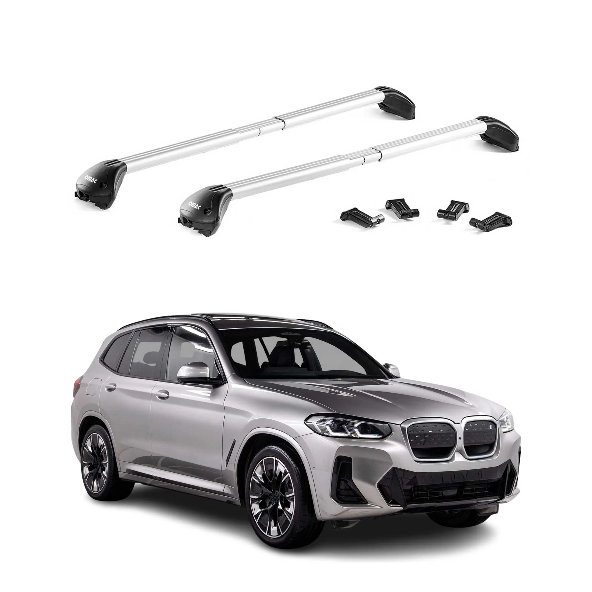 2021-2026 BMW iX3 G08 Roof Rack Cross Bars Carrier Silver
