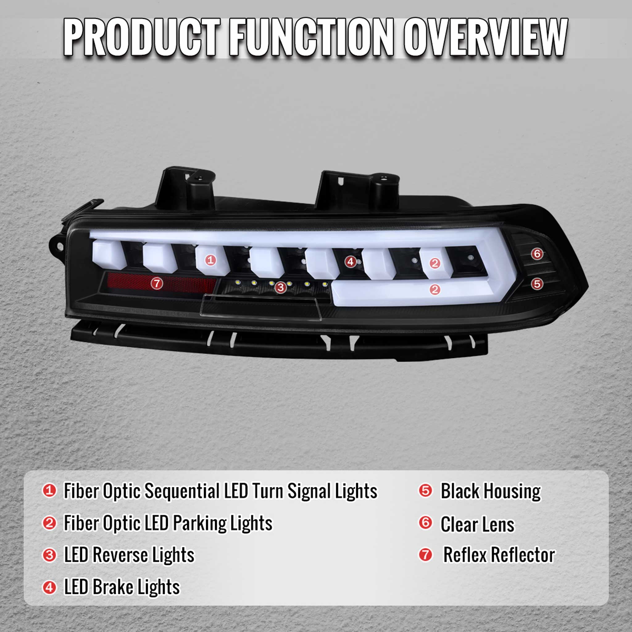 For Chevrolet Camaro 2014-2015 Full Red LED Sequential Tail Light Black Housing Clear Lens - Image 4