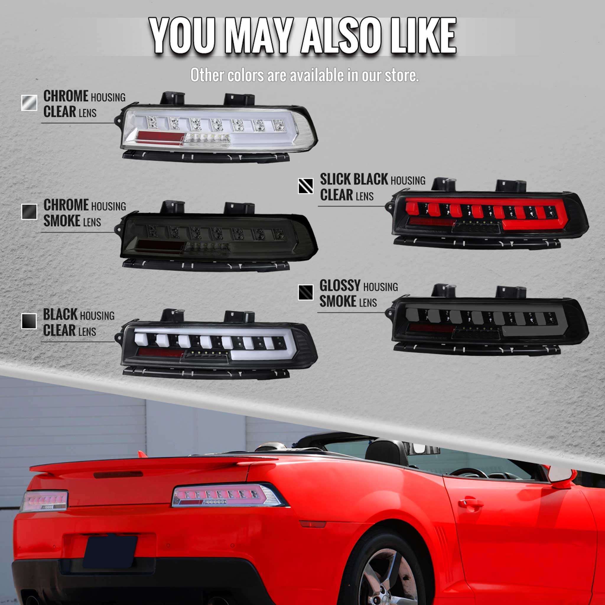For Chevrolet Camaro 2014-2015 Full Red LED Sequential Tail Light Black Housing Clear Lens - Image 6