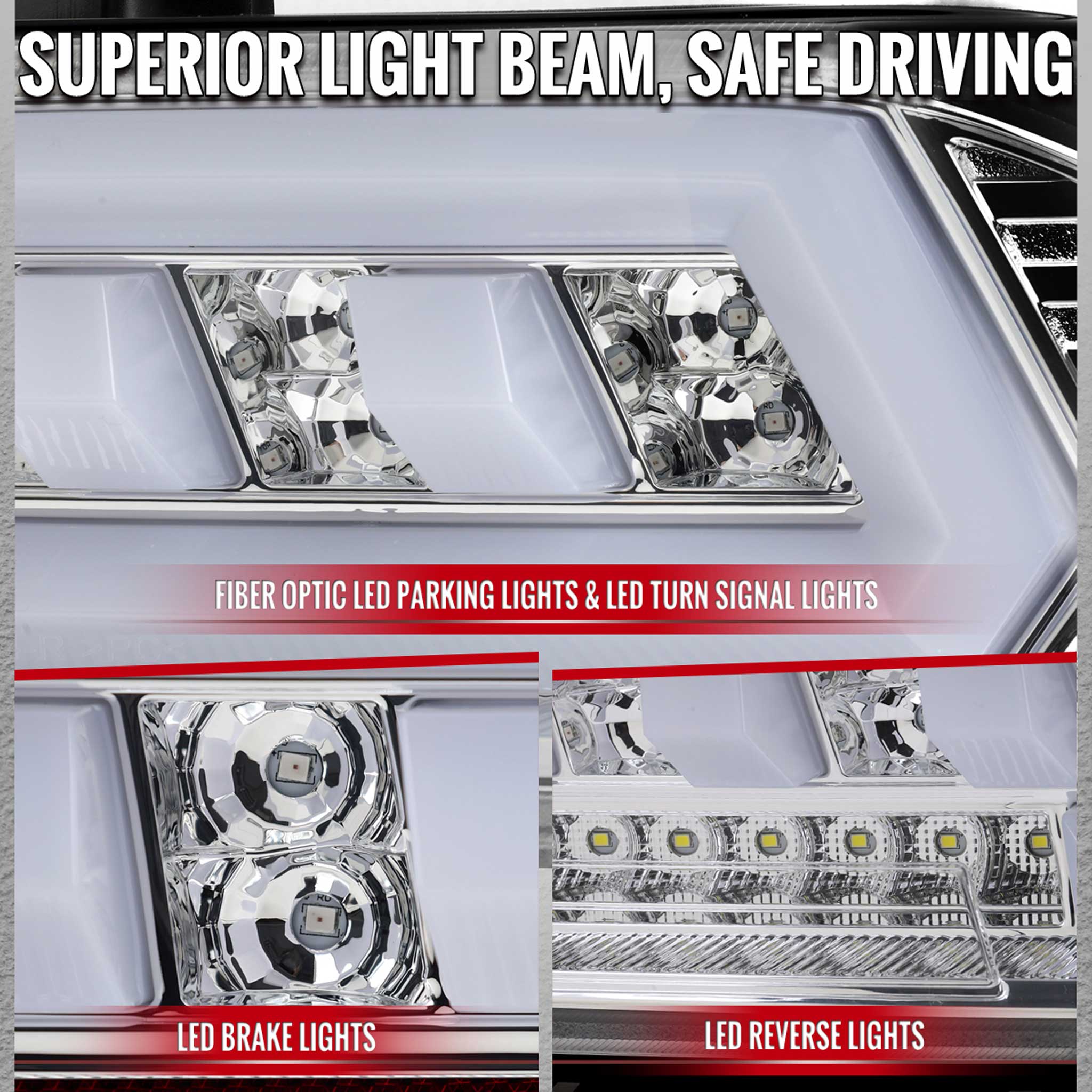 For Chevrolet Camaro 2014-2015 Full Red LED Sequential Tail Light Chrome Housing Clear Lens - Image 3