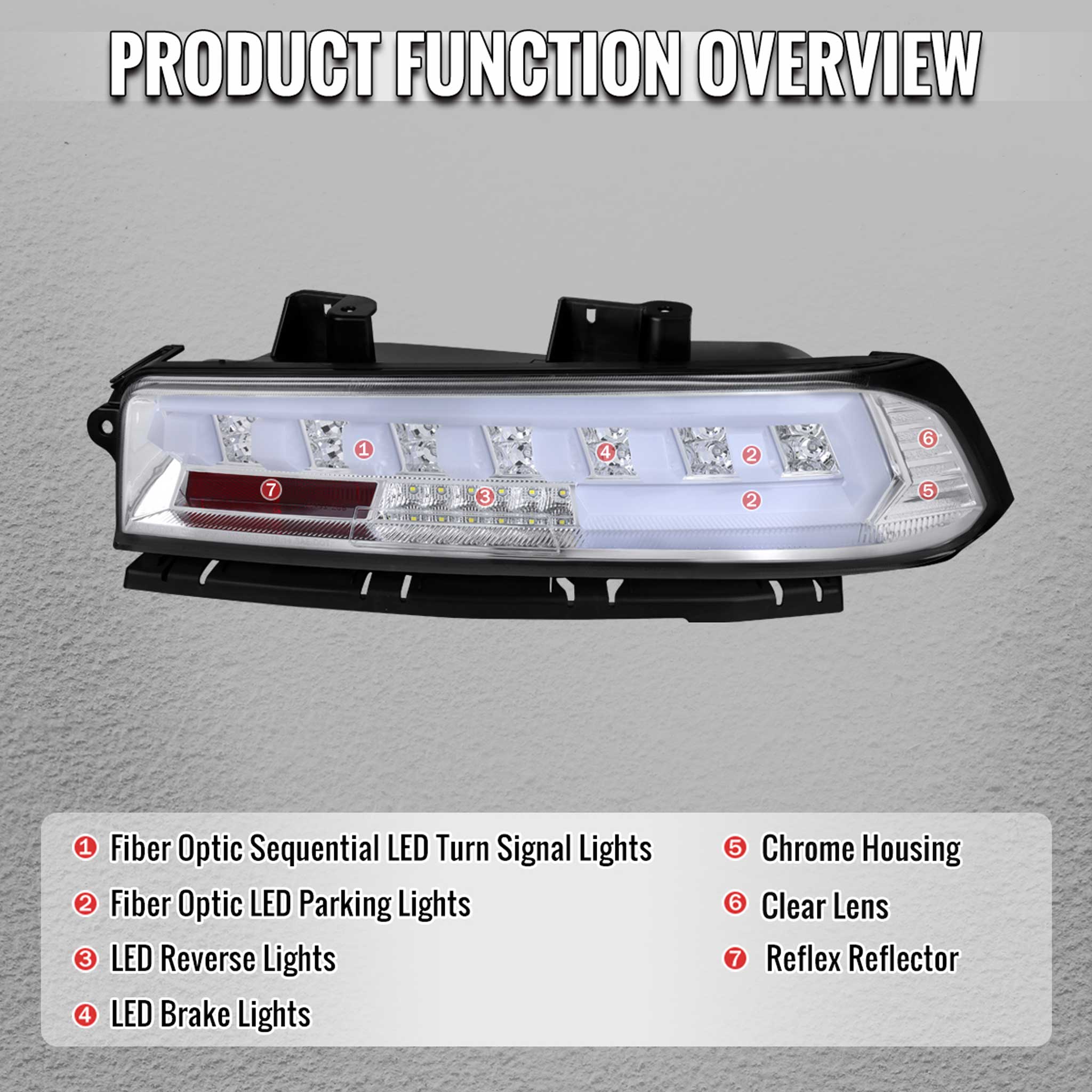 For Chevrolet Camaro 2014-2015 Full Red LED Sequential Tail Light Chrome Housing Clear Lens - Image 4