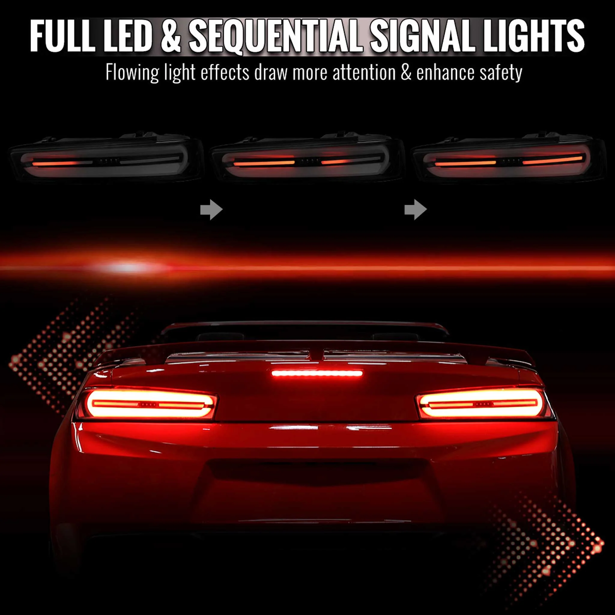For Chevrolet Camaro 2016-2018 Full LED Tail Light Sequential Signal For OE LED - Image 2