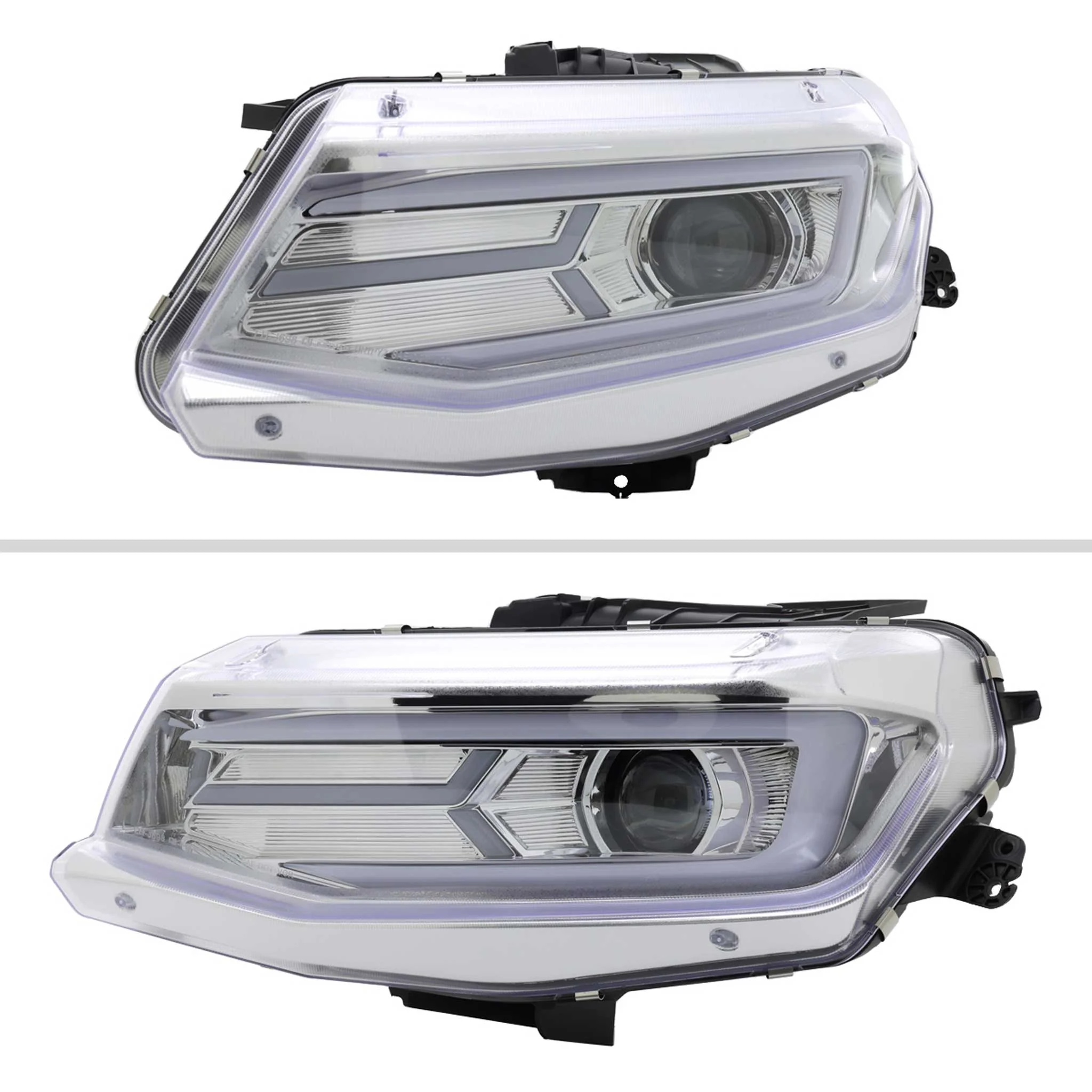 For Chevrolet Camaro 2016-2018 LED Strip Projector Headlights Turn Signal Lights Chrome Housing Clear Lens - Image 3