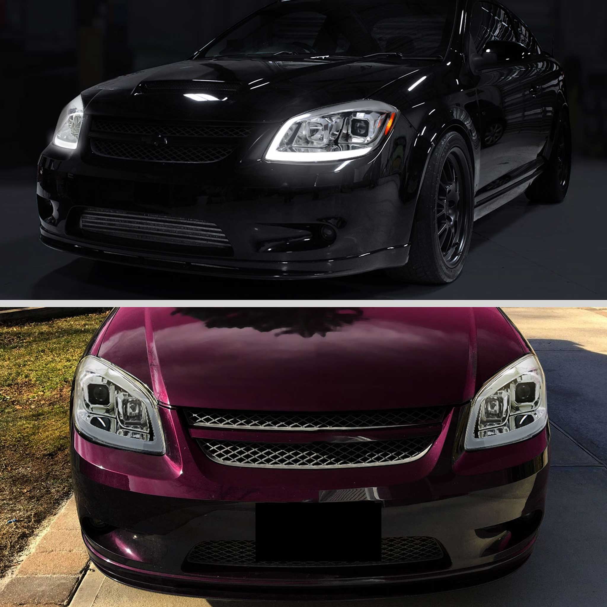 For Chevrolet Cobalt / Pontiac G5 2005-2010 Headlights Switchback LED Turn Signal DRL Light Strip Chrome Housing Clear Lens - Image 8