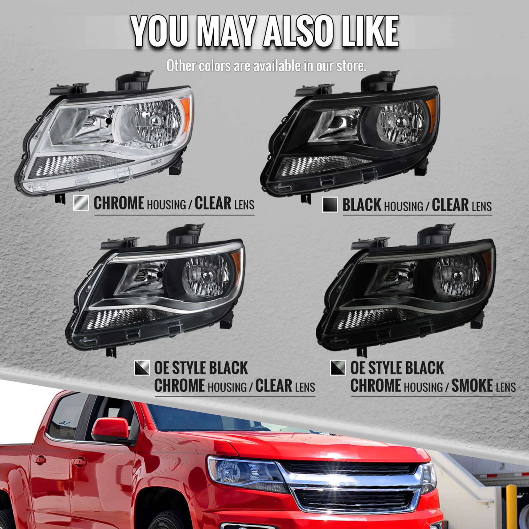 For Chevrolet Colorado 2015-2022 Factory Style Headlights Black Chrome Housing Clear Lens - Image 6