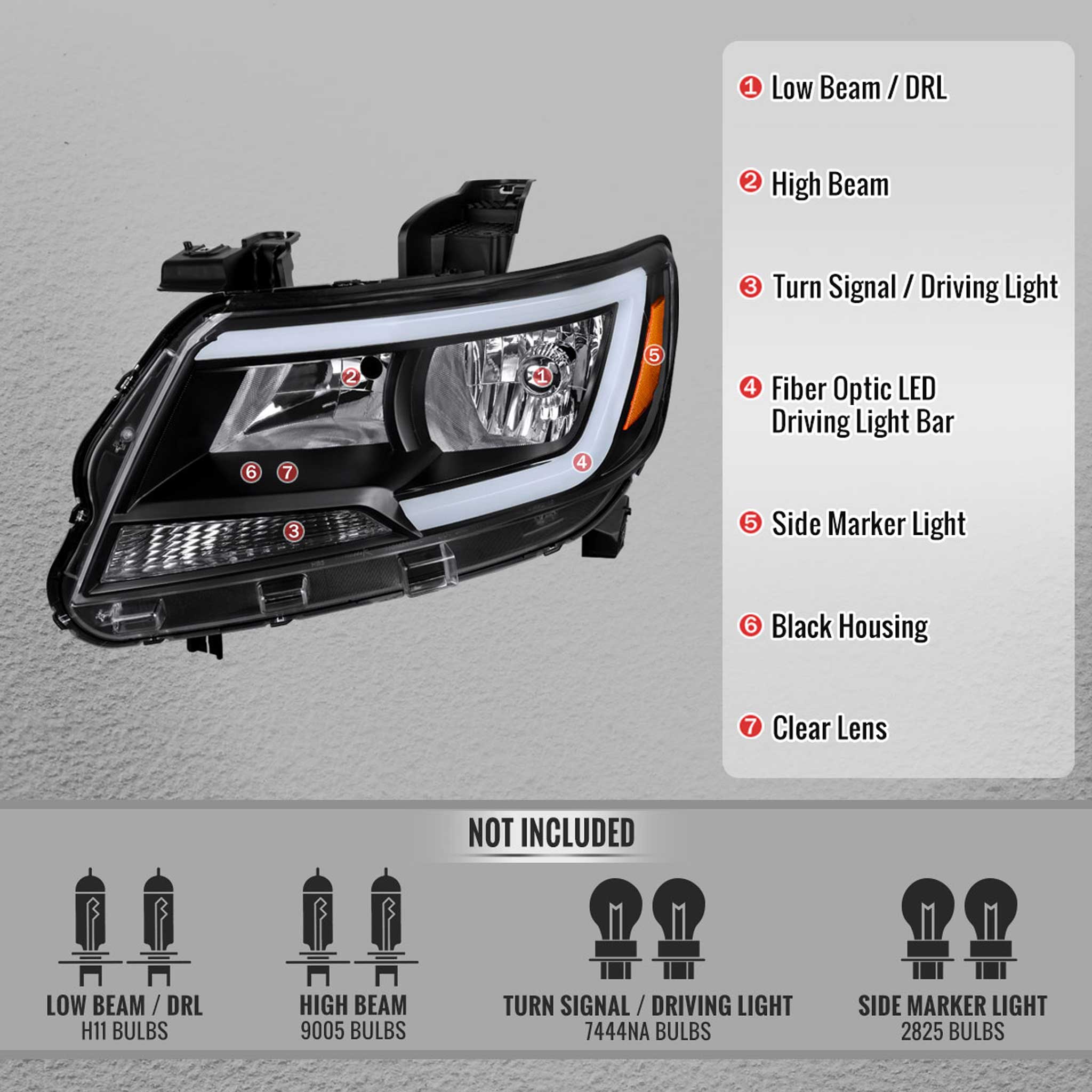For Chevrolet Colorado 2015-2022 Factory Style Headlights Switchback LED Bar Turn Signal Black Housing Clear Lens - Image 4