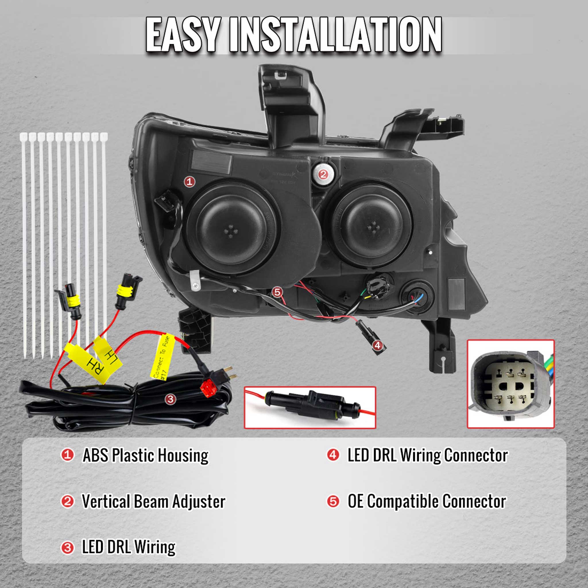 For Chevrolet Colorado 2015-2022 Factory Style Headlights Switchback LED Bar Turn Signal Black Housing Clear Lens - Image 5