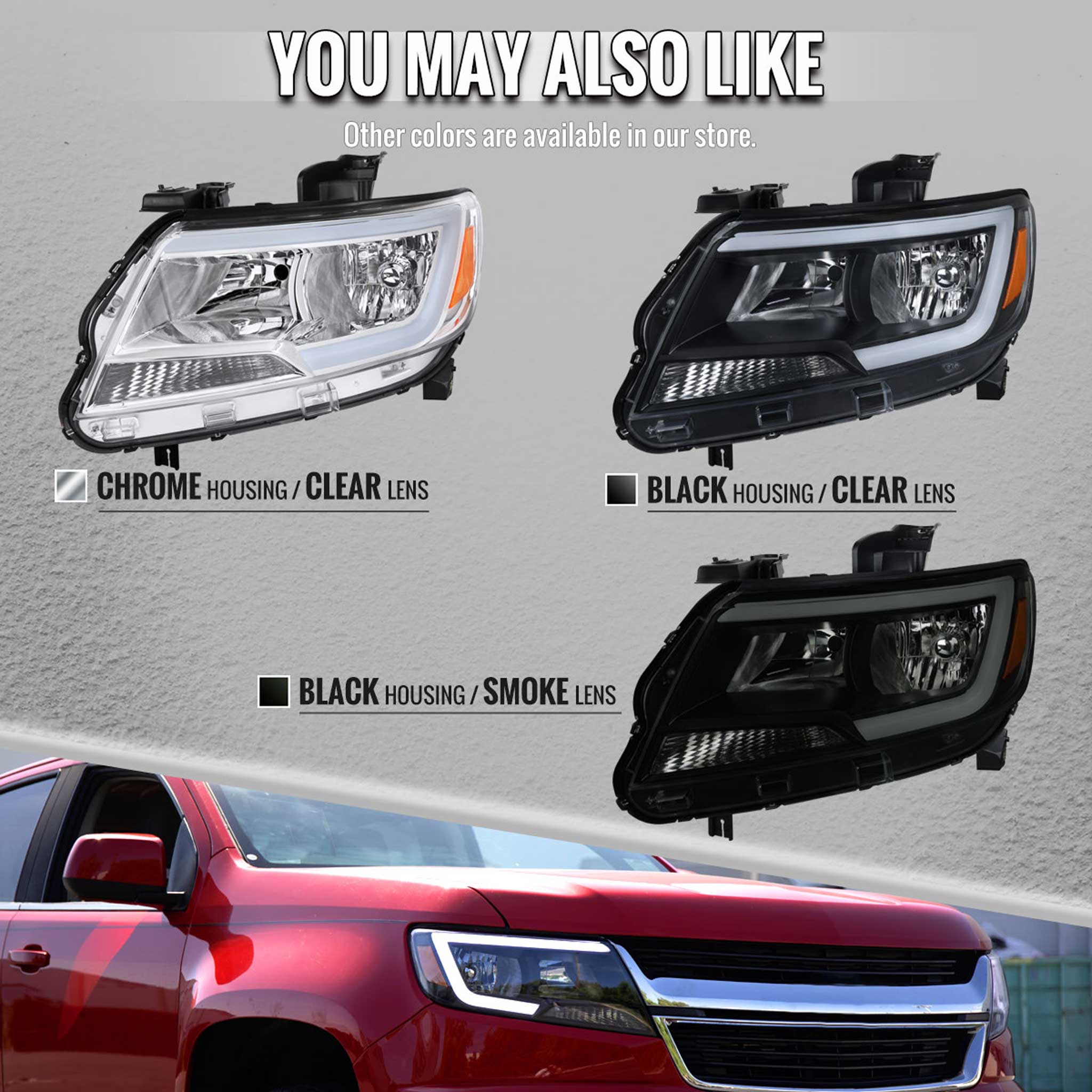 For Chevrolet Colorado 2015-2022 Factory Style Headlights Switchback LED Bar Turn Signal Black Housing Clear Lens - Image 6