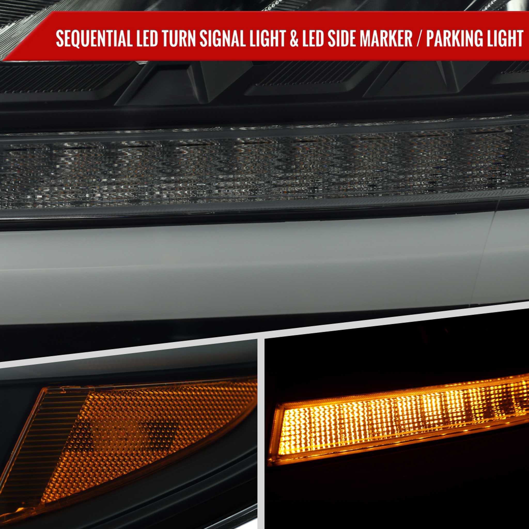 For Chevrolet Tahoe 2015-2020 Full LED DRL Sequential Headlights Matte Black Housing Smoked Lens - Image 6