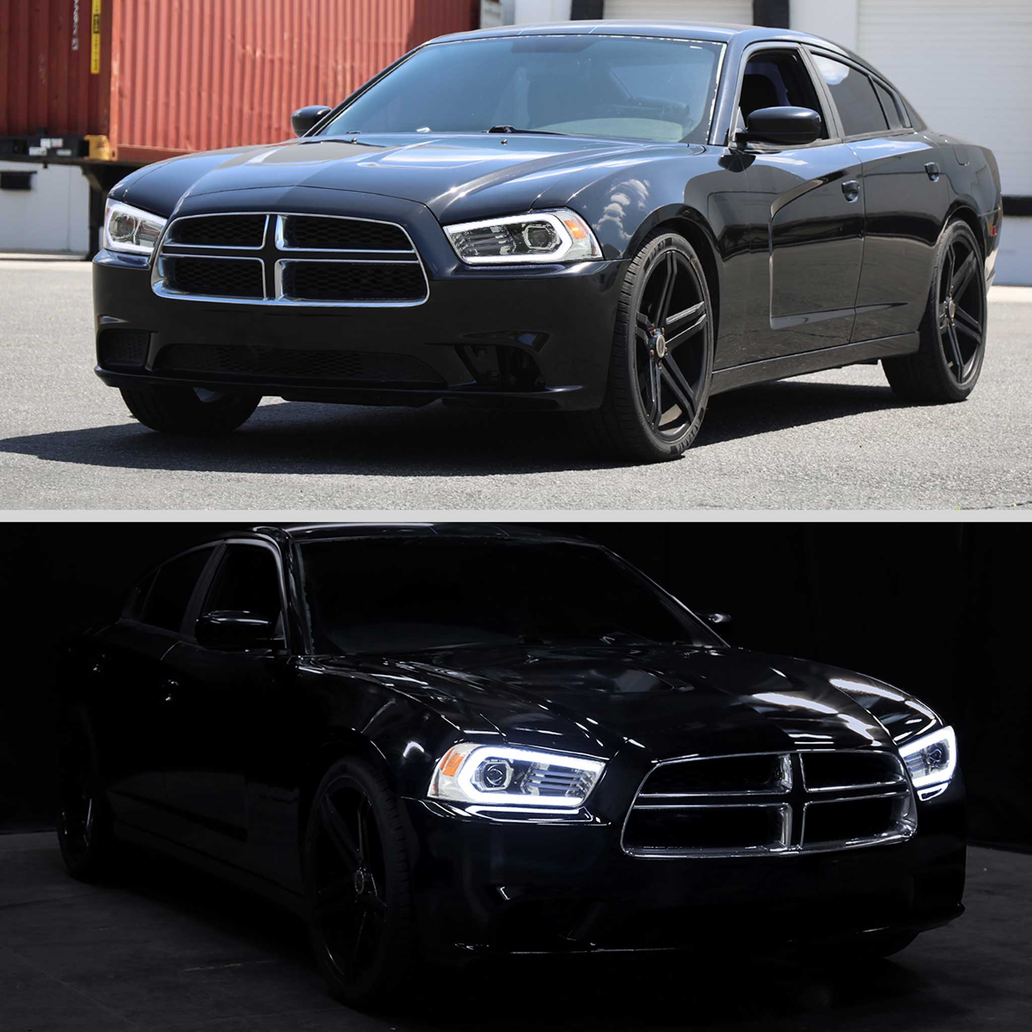 For Dodge Charger 2011-2014 Headlights LED DRL Light Strip Turn Signal Side Marker Chrome Housing Clear Lens - Image 9