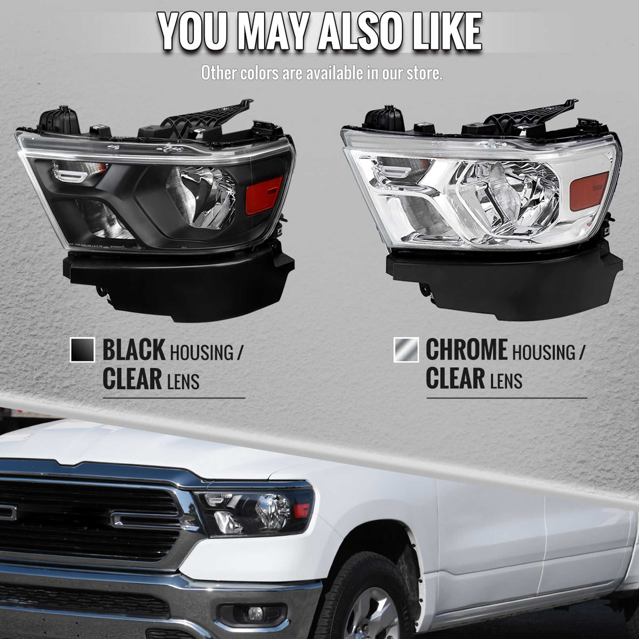 For Dodge RAM 1500 2019-2024 Factory Style Crystal Headlight Driver Side Only Black Housing Clear Lens - Image 13