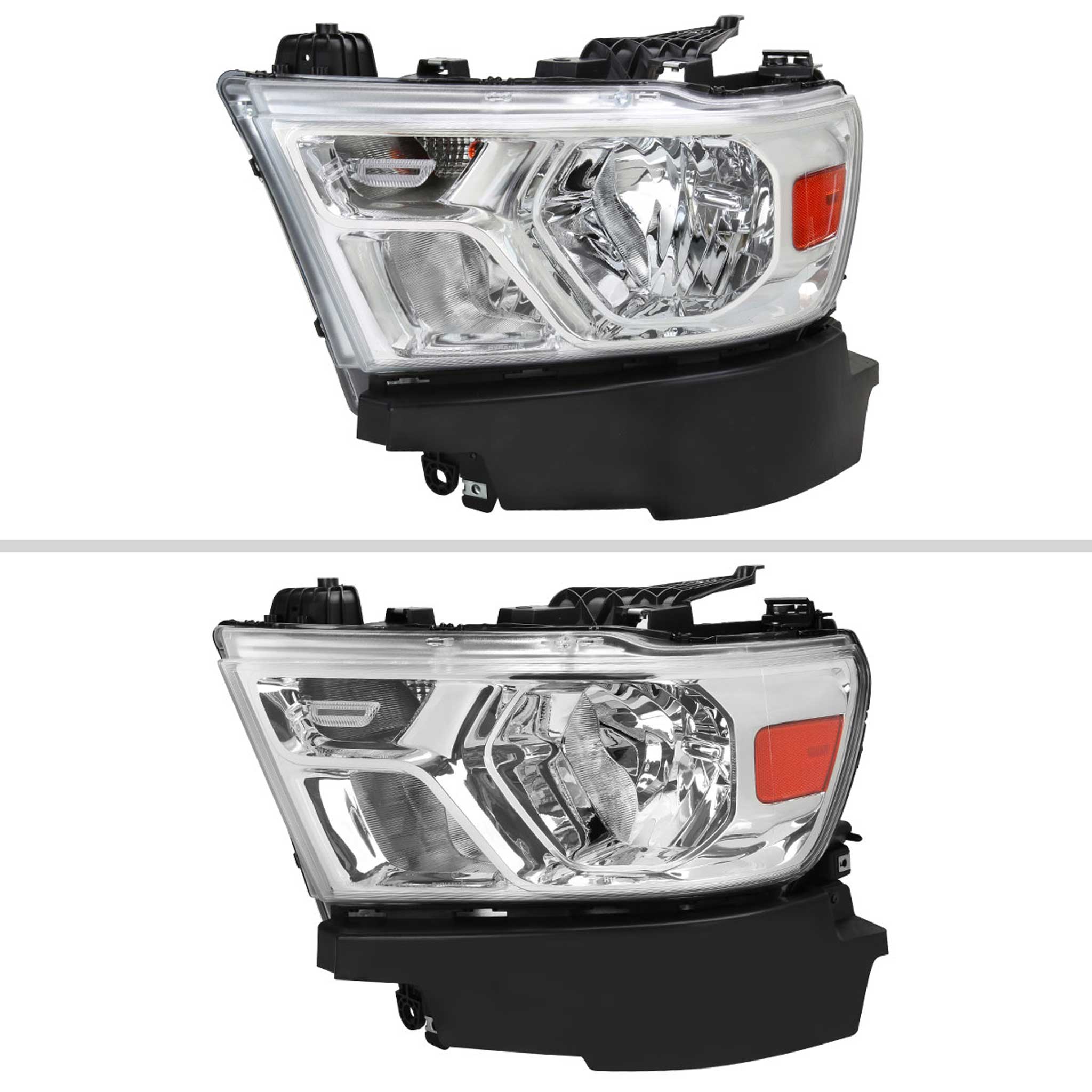 For Dodge RAM 1500 2019-2024 Factory Style Crystal Headlight Driver Side Only Chrome Housing Clear Lens - Image 2