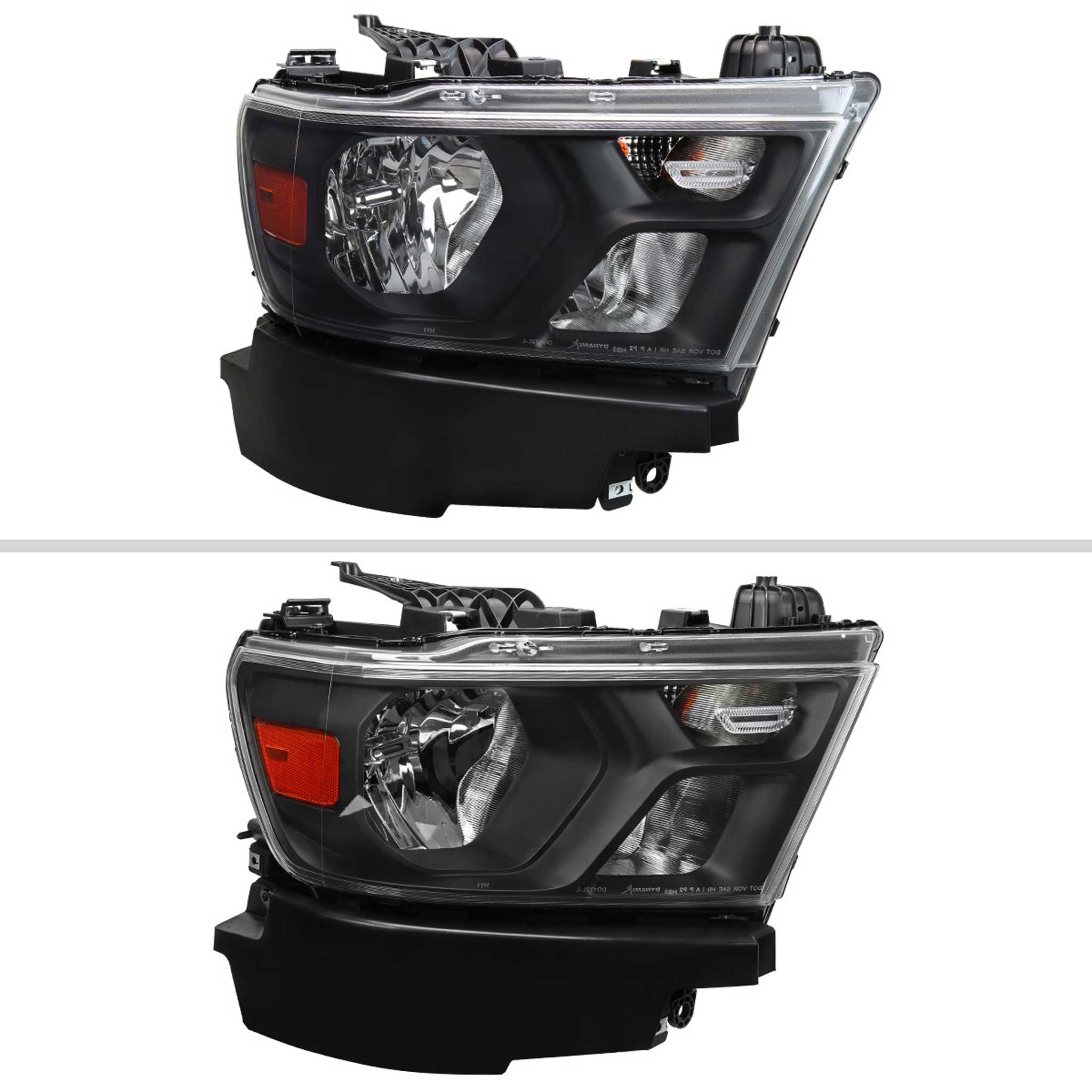 For Dodge RAM 1500 2019-2024 Factory Style Crystal Headlight Passenger Side Only Black Housing Clear Lens - Image 2