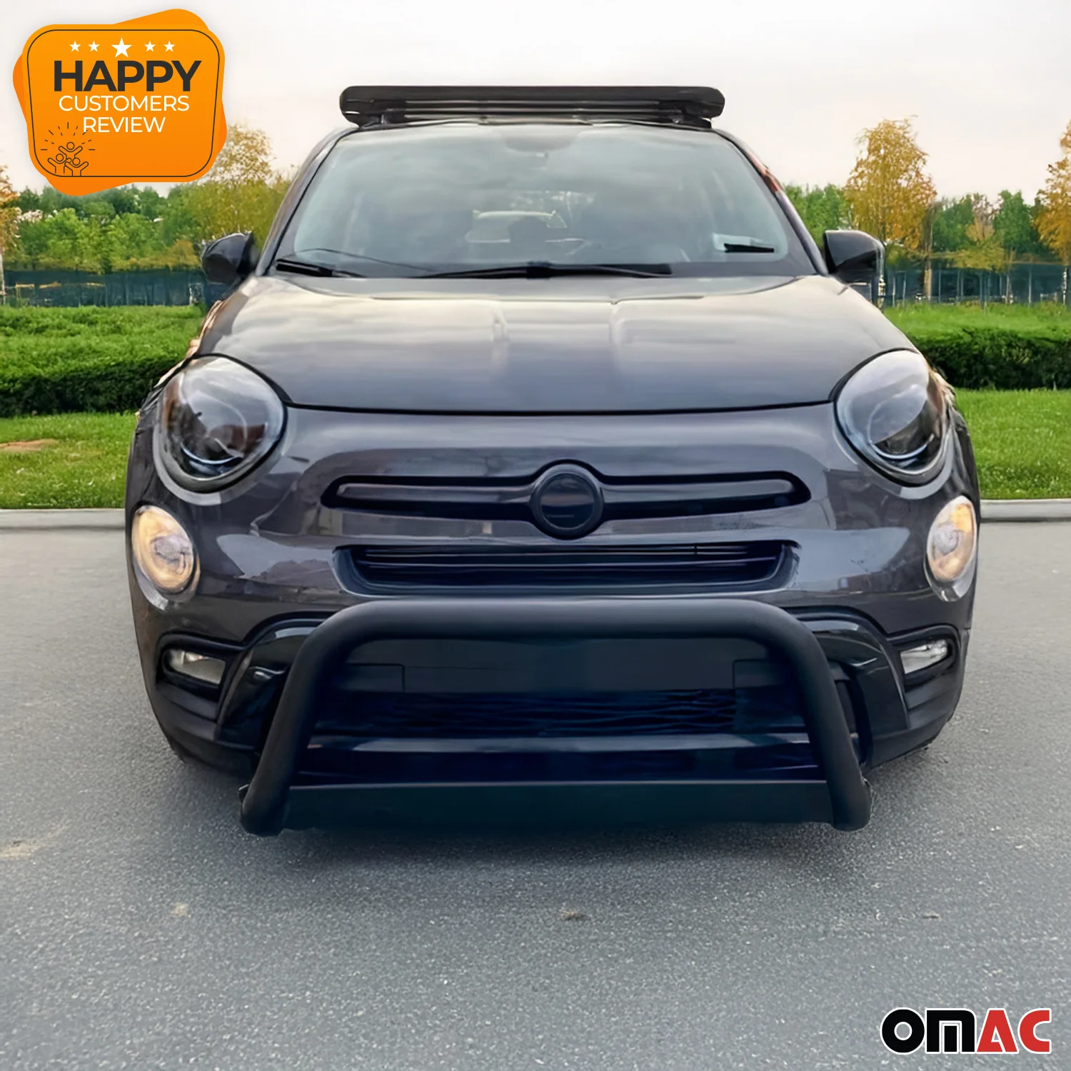 2016-2018 Fiat 500X Bull Bar Push Front Bumper Grille Black 1 Pc - Image 3