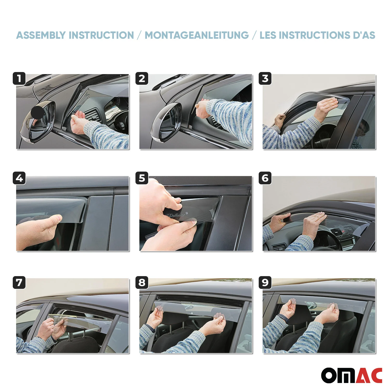 2019-2022 RAM ProMaster City Bug Shield Hood Deflector & Window Visor Vent Kit 5Pcs Smoke - Image 10