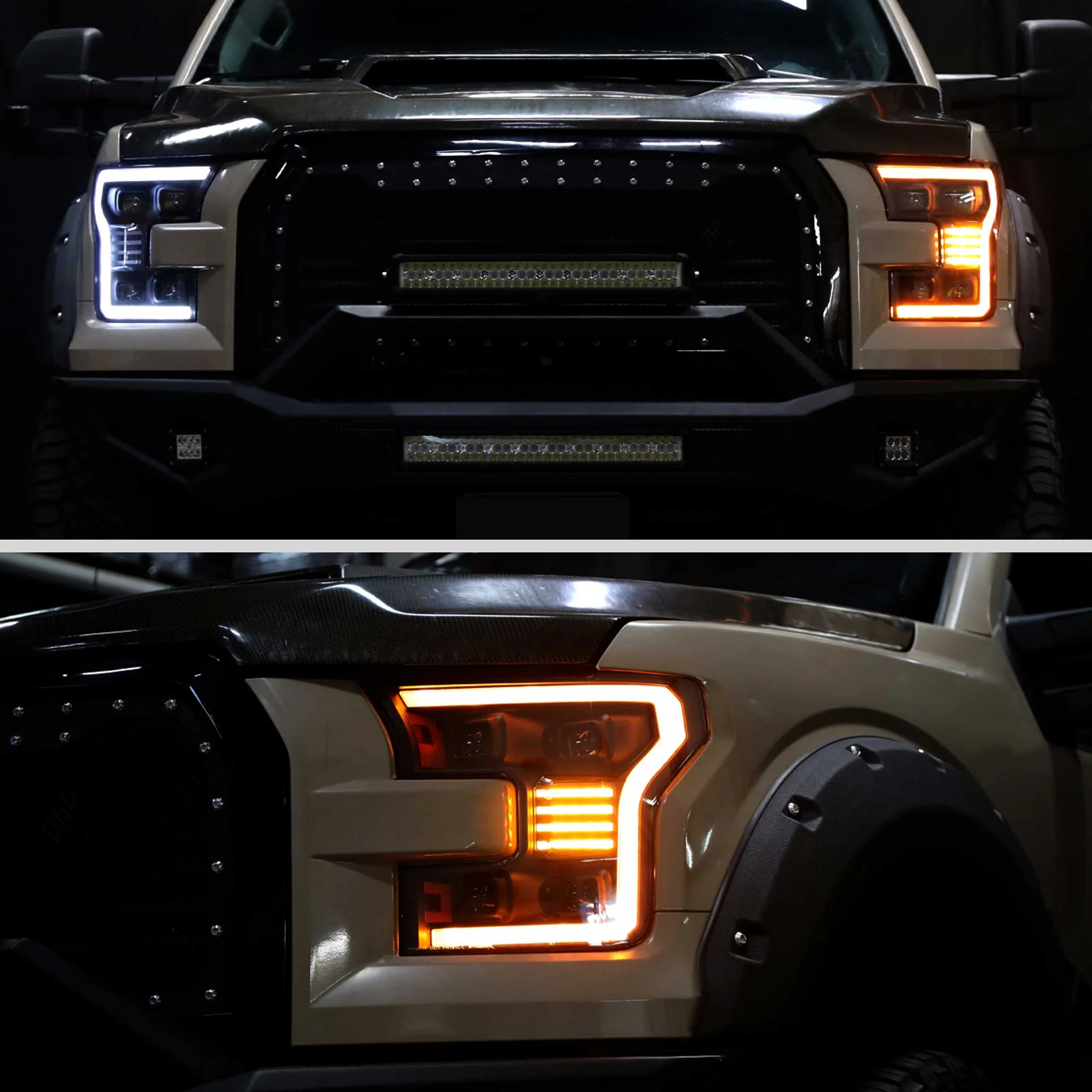 For Ford F-150 2015-2017 Headlights LED Turn Signals DRL Parking Light Strip Black Housing Smoked Lens - Image 12