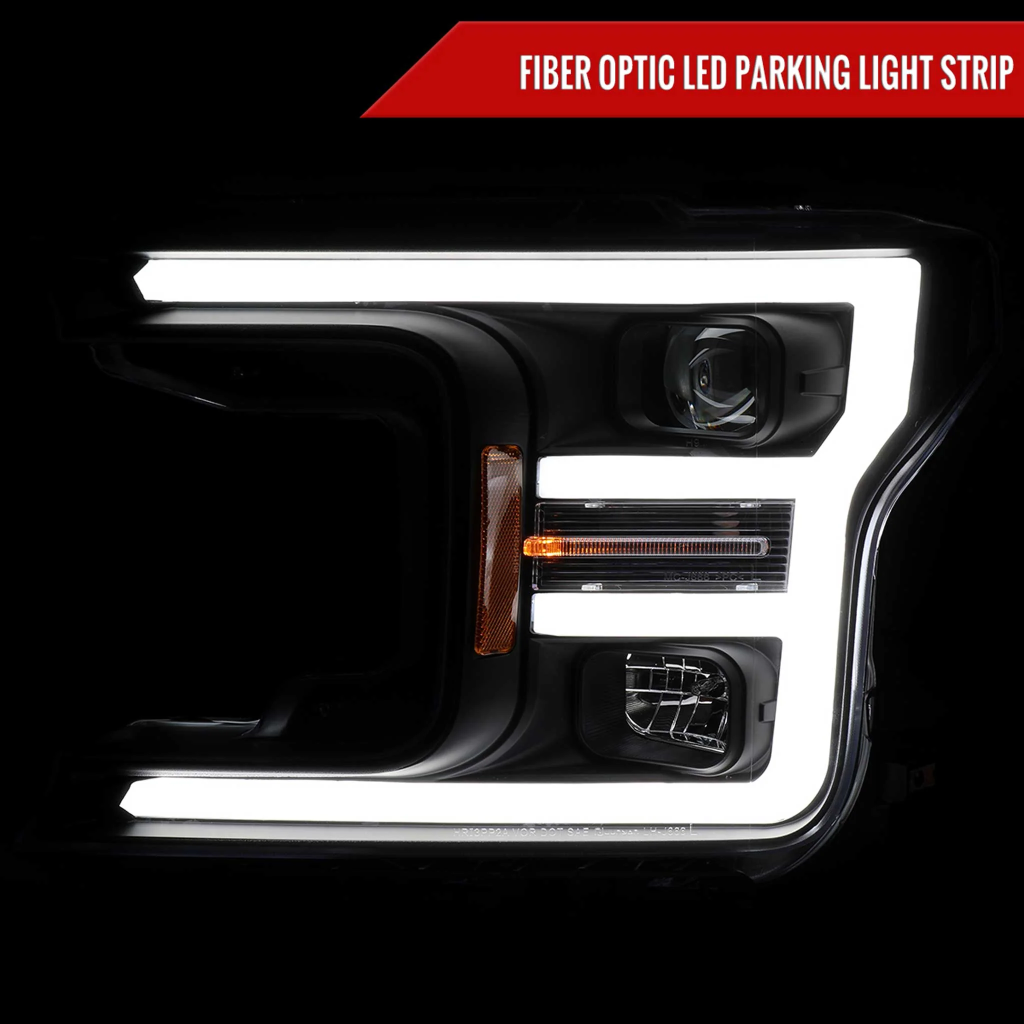 For Ford F-150 2018-2020 LED C Bar Projector Headlights Black Housing Clear Lens - Image 2