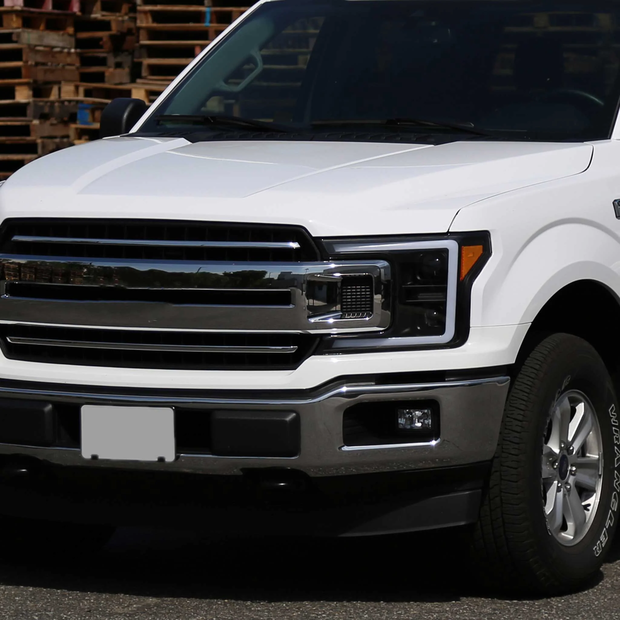 For Ford F-150 2018-2020 LED C-Bar Projector Headlights Turn Signal Lights Matte Black Housing Clear Lens - Image 9