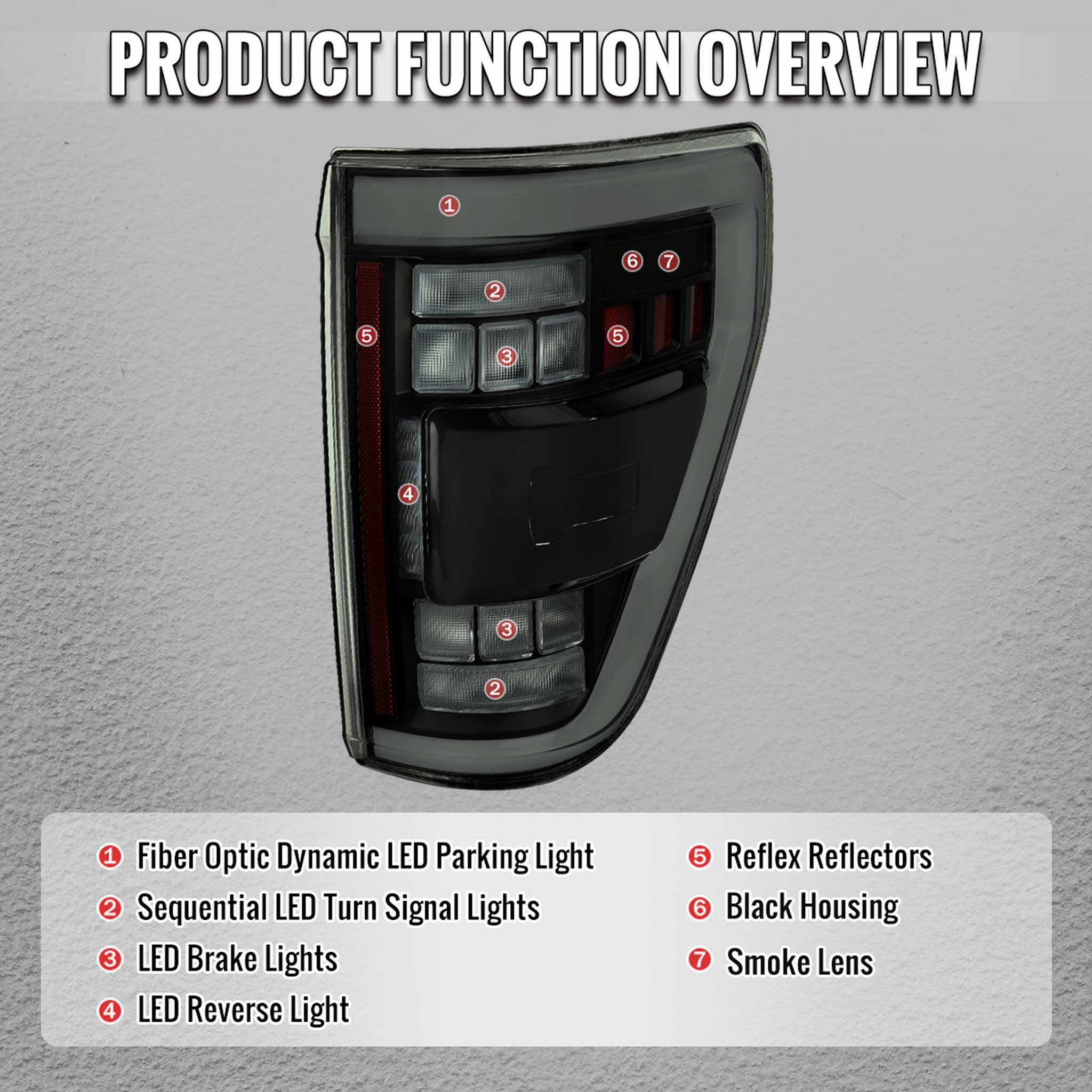 For Ford F-150 2021-2023 Ful LED Tail Light Black Housing Smoked Lens - Image 8