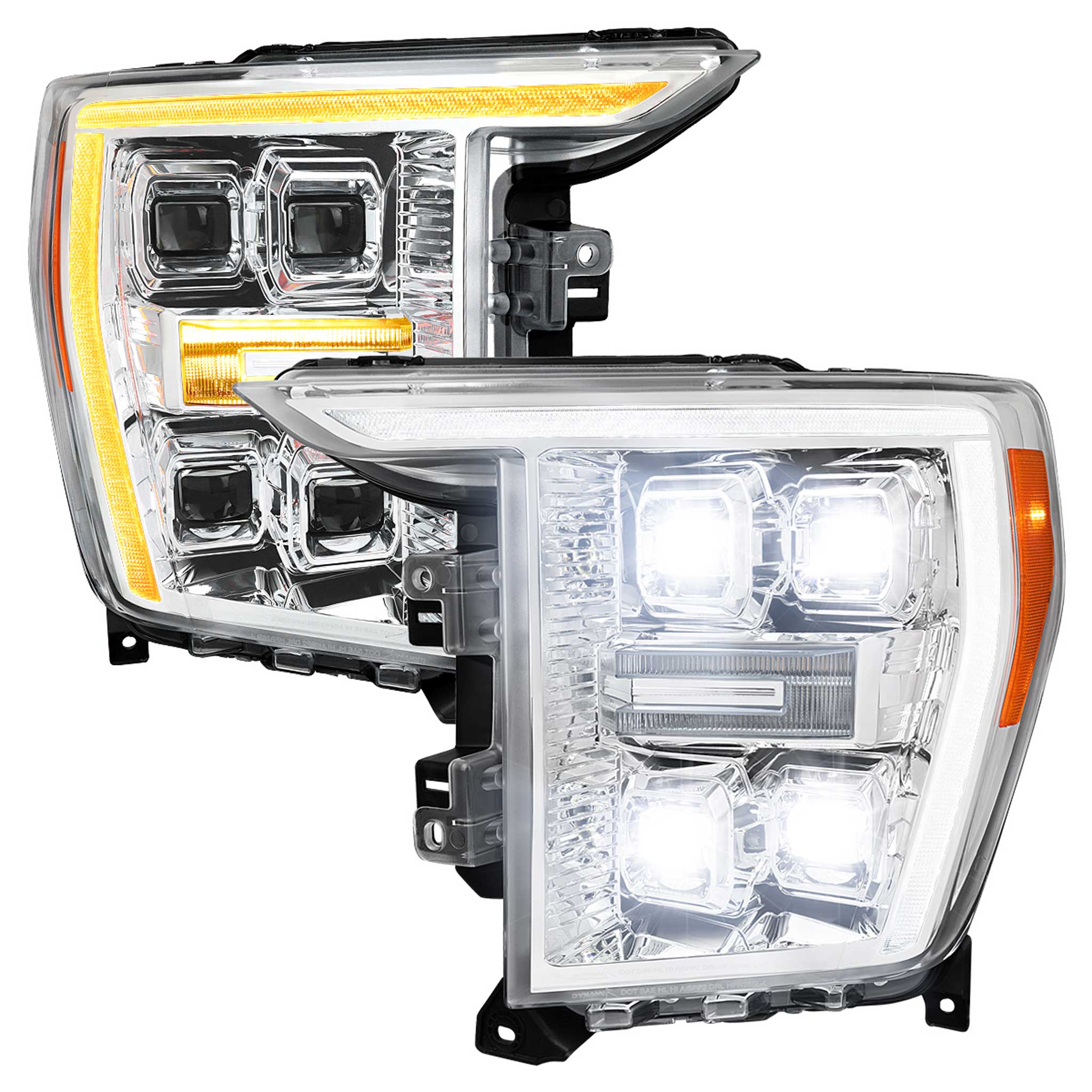 For Ford F-150 2021-2023 Full LED Projector Headlights Sequential DRL Chrome Clear Halogen Fit