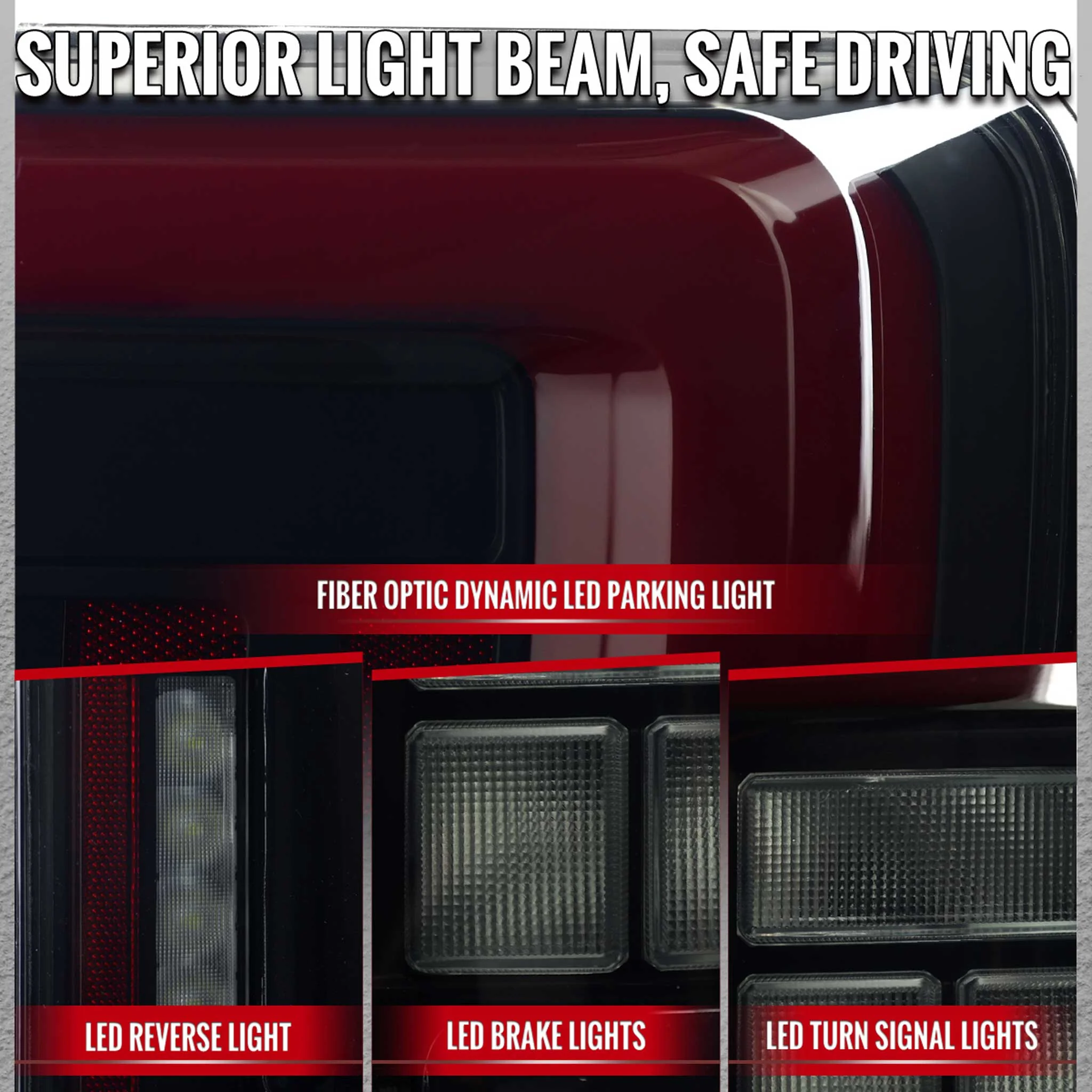 For Ford F-150 2021-2023 Full LED Tail Light Halogen Bulb Blind Spot Model Smoked Lens Red Light BAR - Image 5
