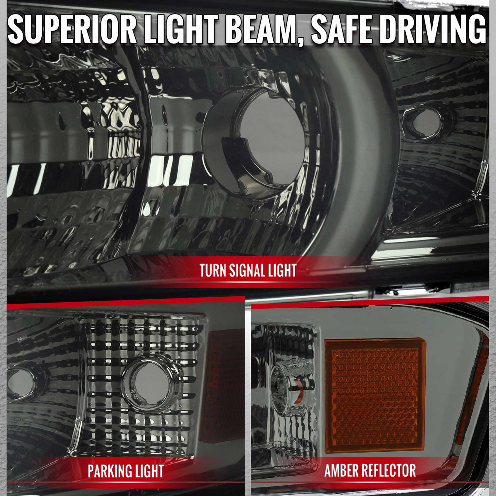 For Ford Mustang 2005-2009 Turn Signal Parking Lamp Chrome Housing Smoked Lens - Image 3